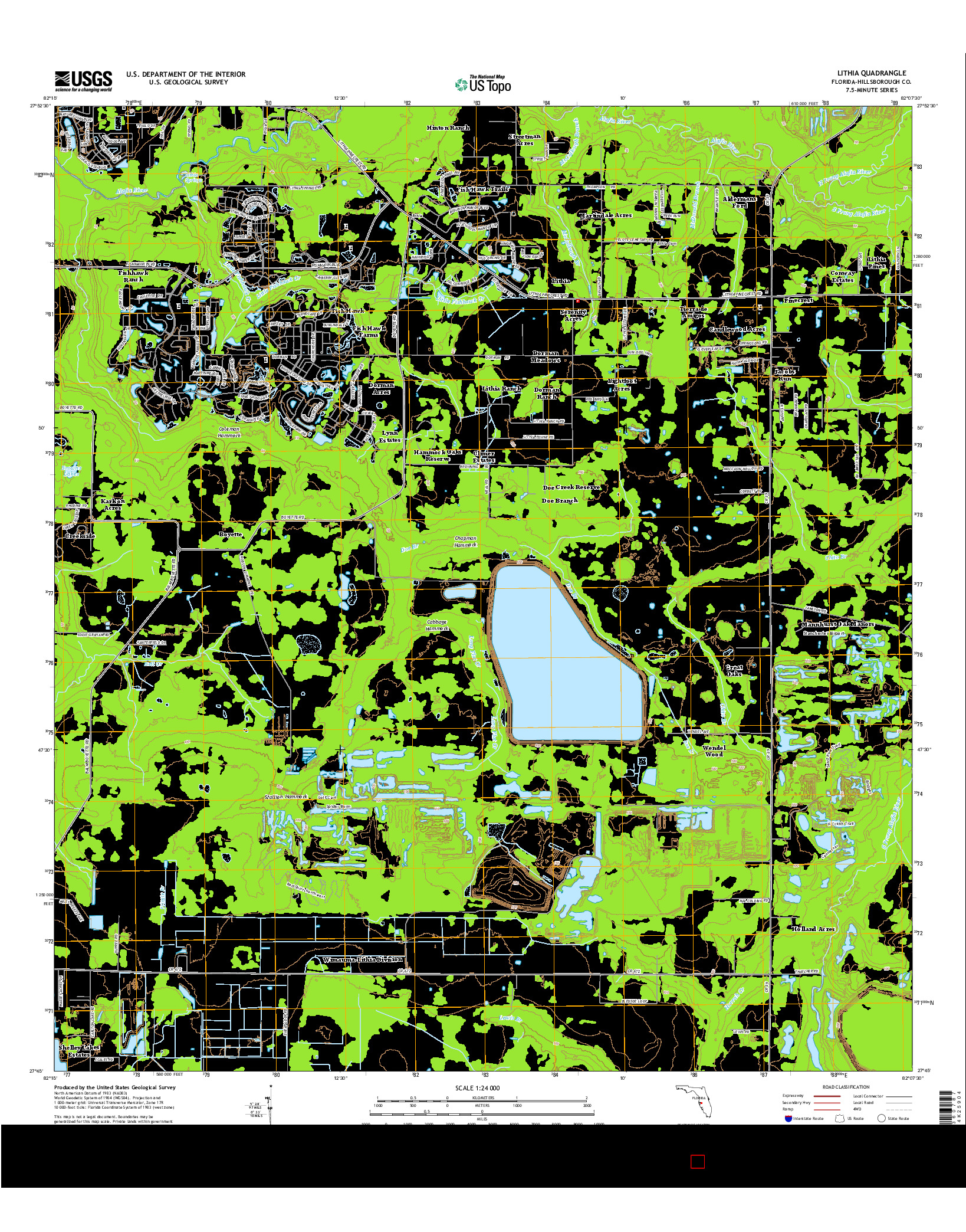 USGS US TOPO 7.5-MINUTE MAP FOR LITHIA, FL 2015