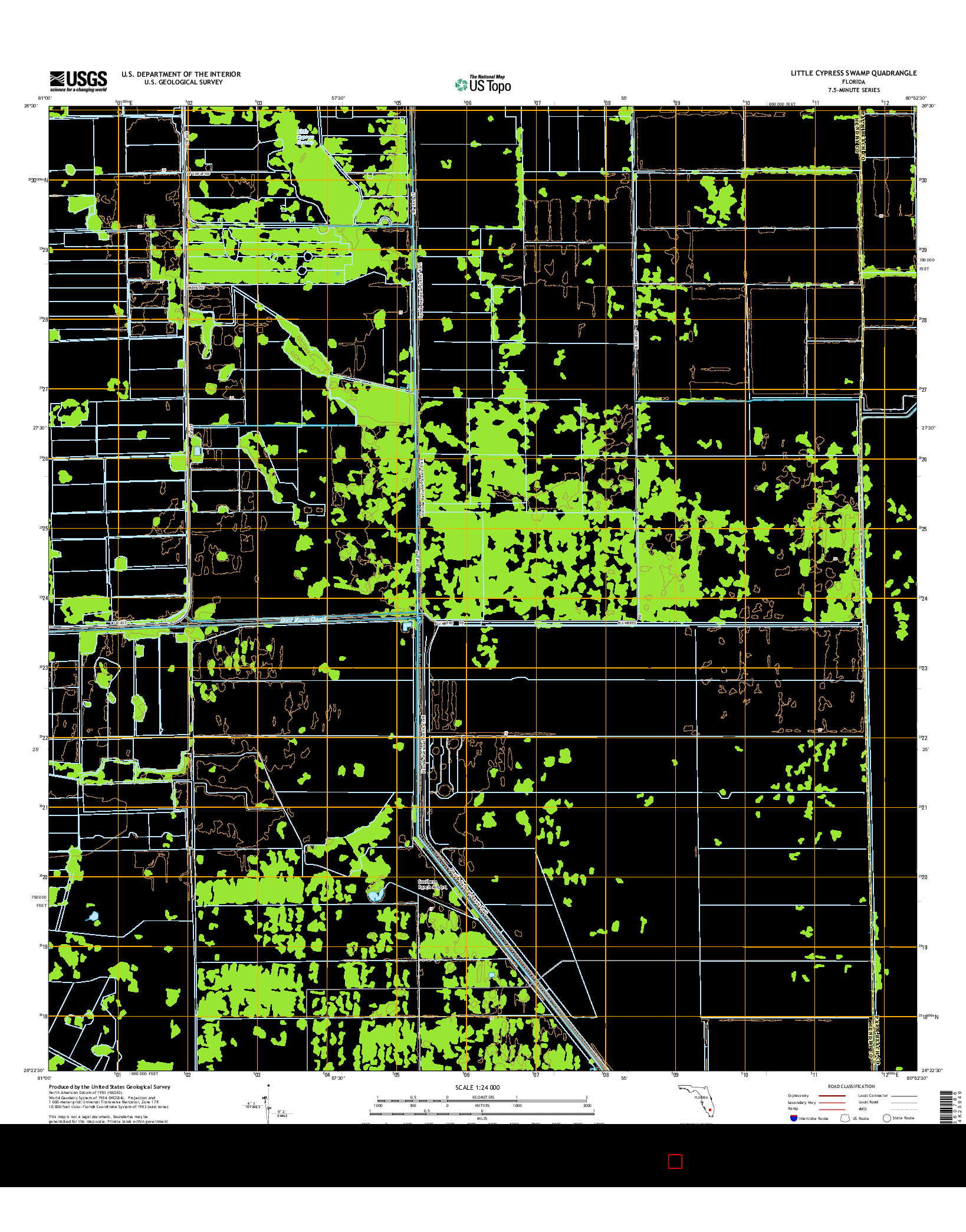 USGS US TOPO 7.5-MINUTE MAP FOR LITTLE CYPRESS SWAMP, FL 2015