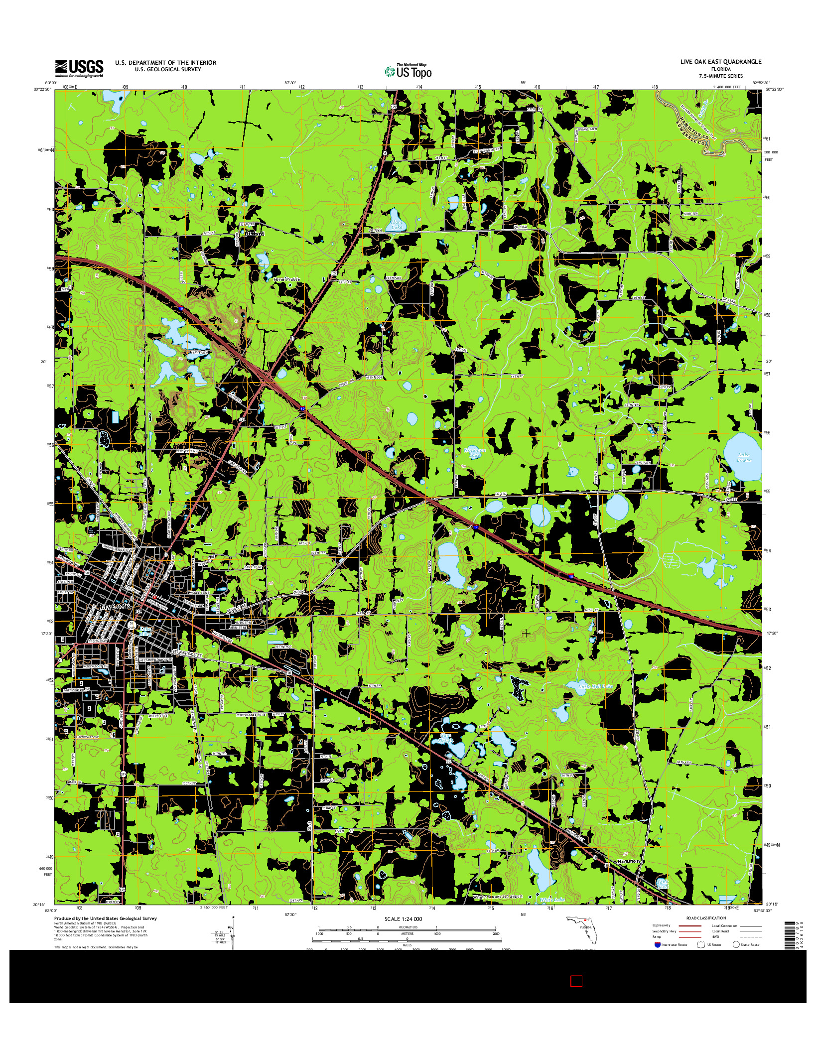 USGS US TOPO 7.5-MINUTE MAP FOR LIVE OAK EAST, FL 2015