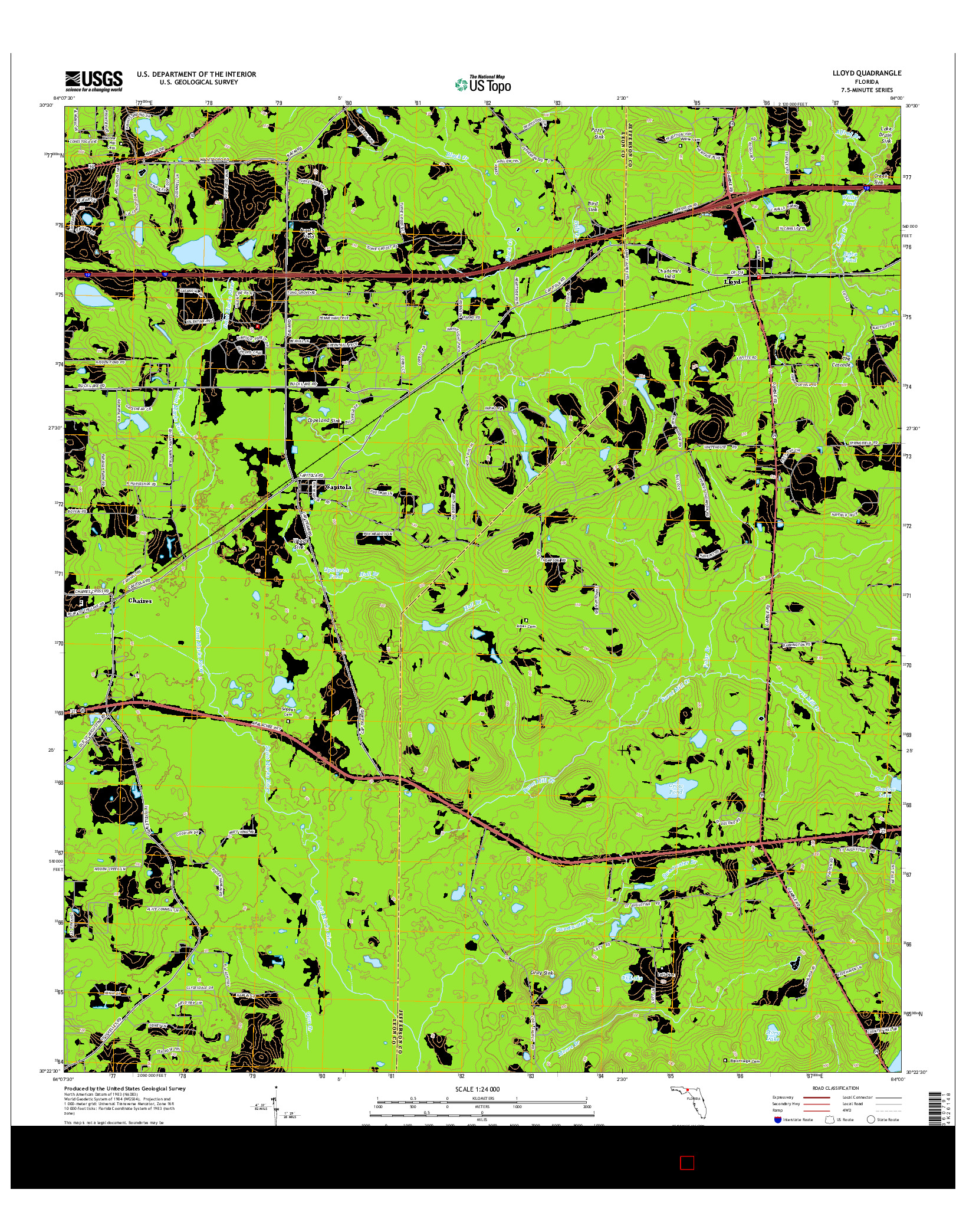USGS US TOPO 7.5-MINUTE MAP FOR LLOYD, FL 2015