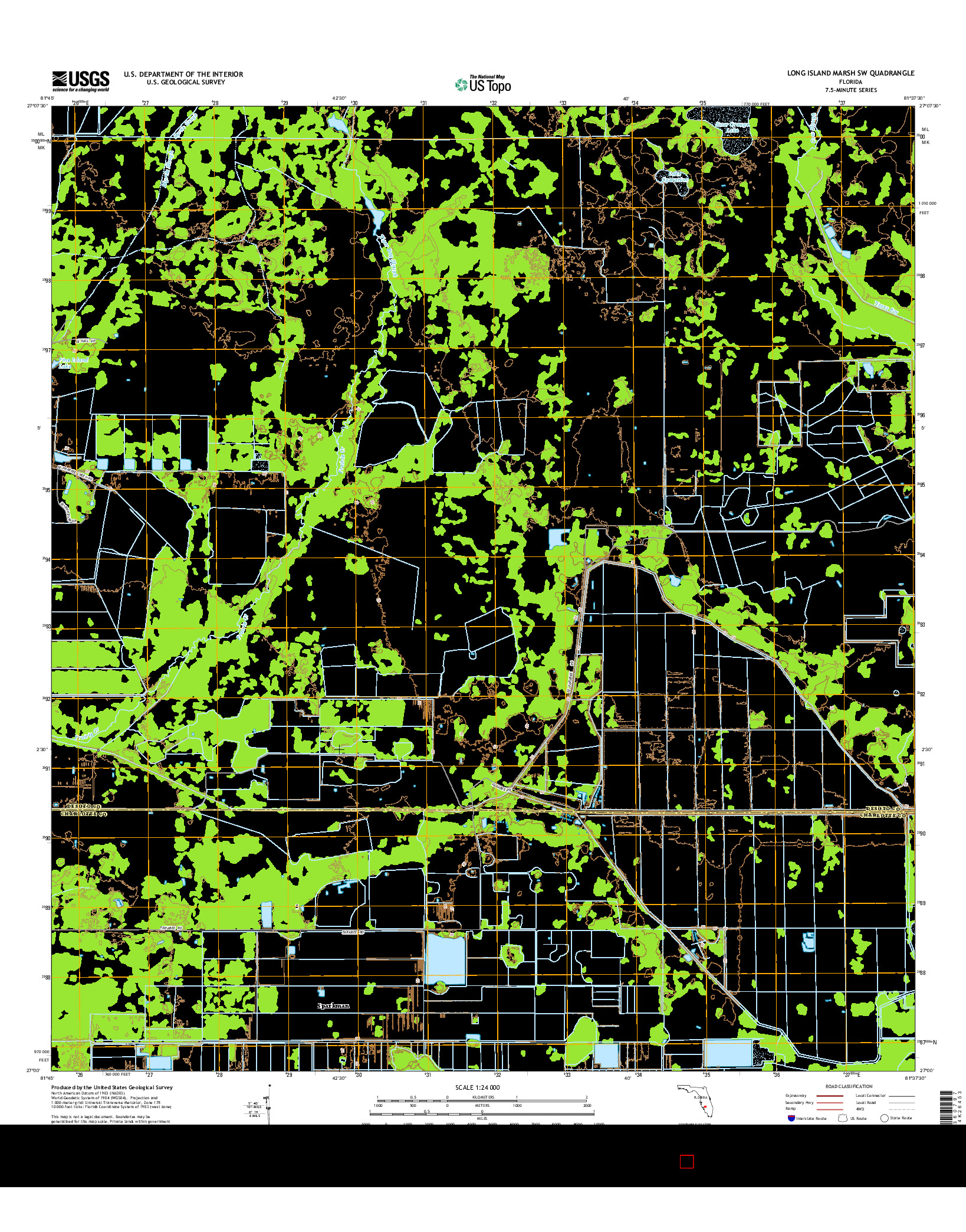 USGS US TOPO 7.5-MINUTE MAP FOR LONG ISLAND MARSH SW, FL 2015