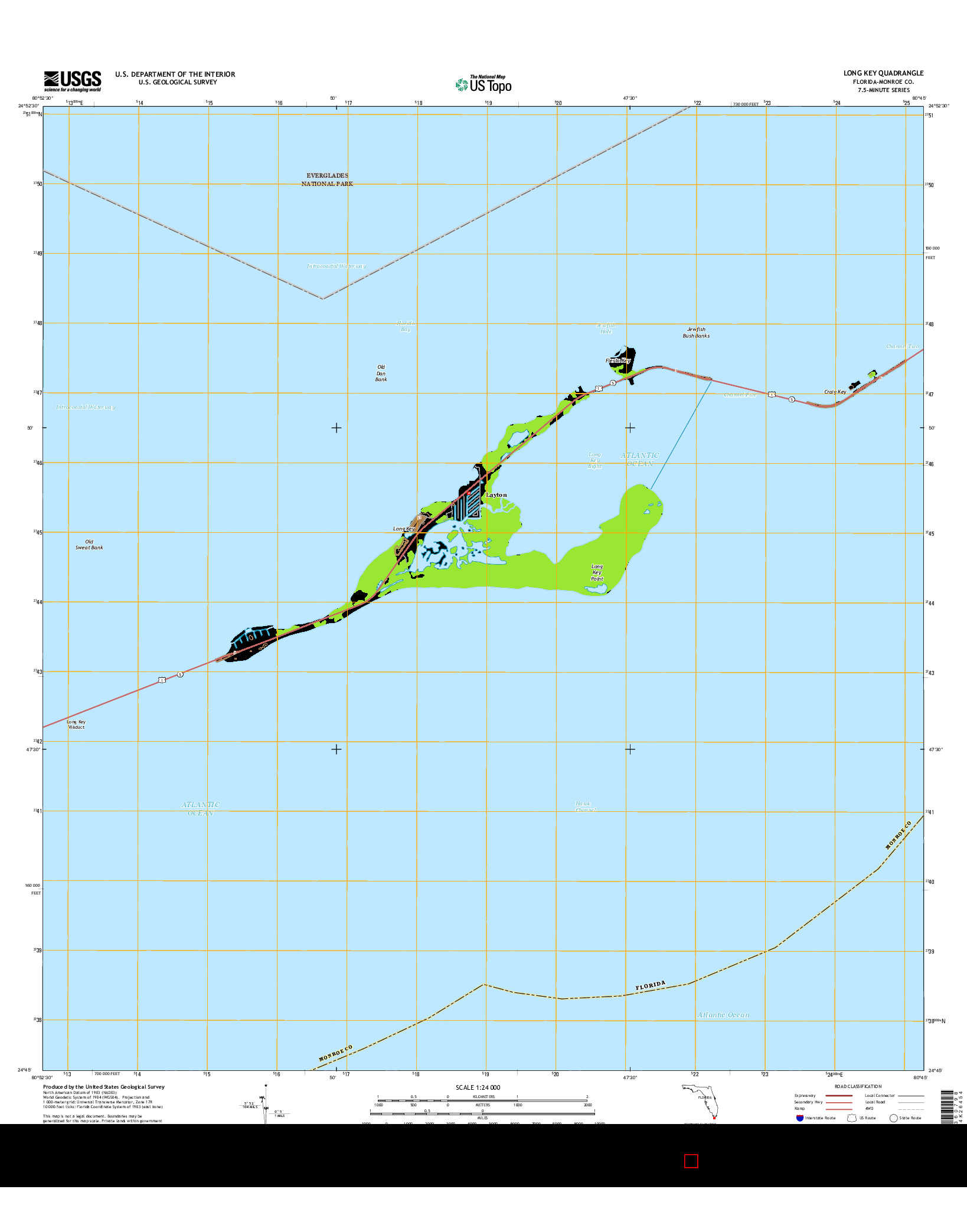 USGS US TOPO 7.5-MINUTE MAP FOR LONG KEY, FL 2015