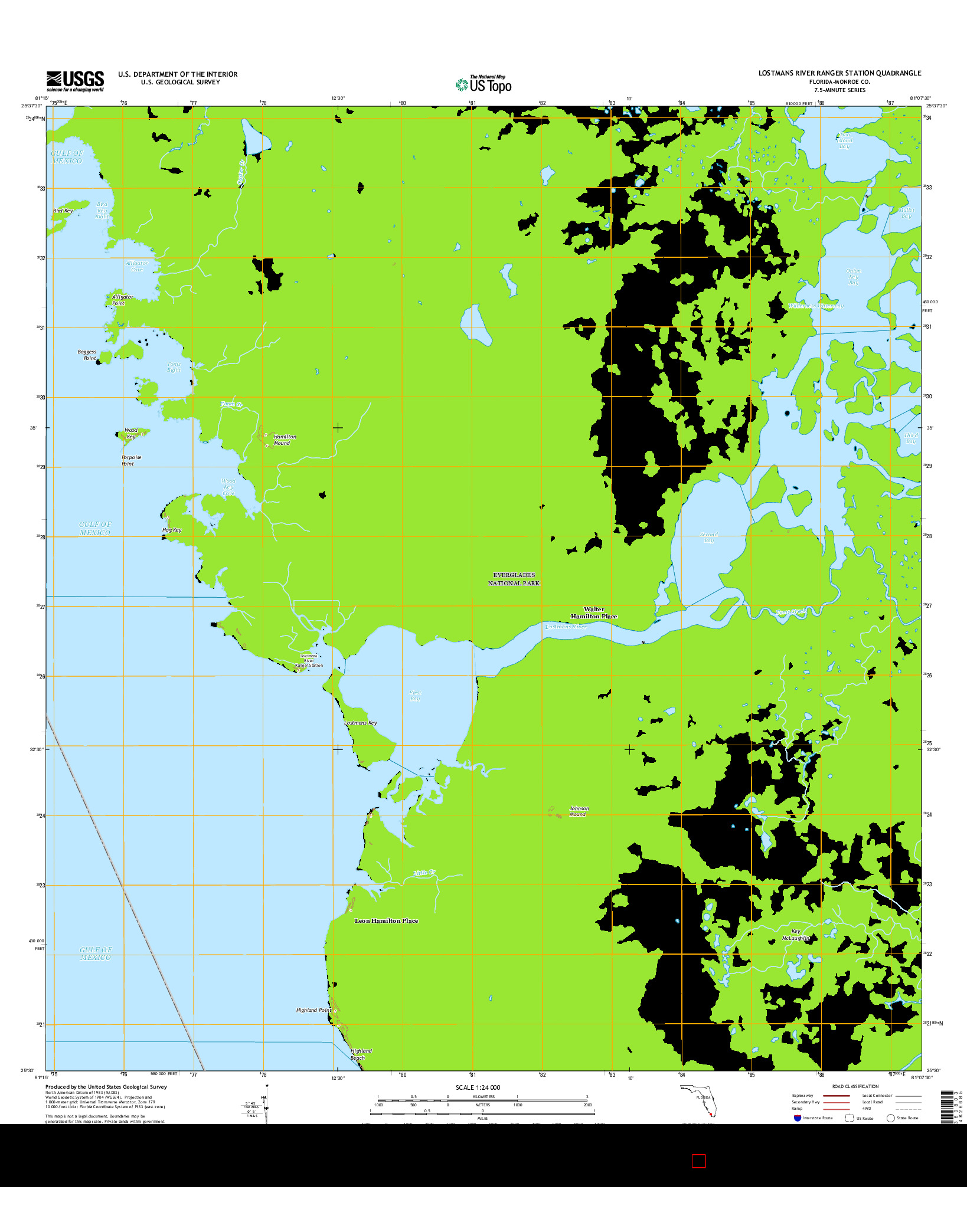 USGS US TOPO 7.5-MINUTE MAP FOR LOSTMANS RIVER RANGER STATION, FL 2015