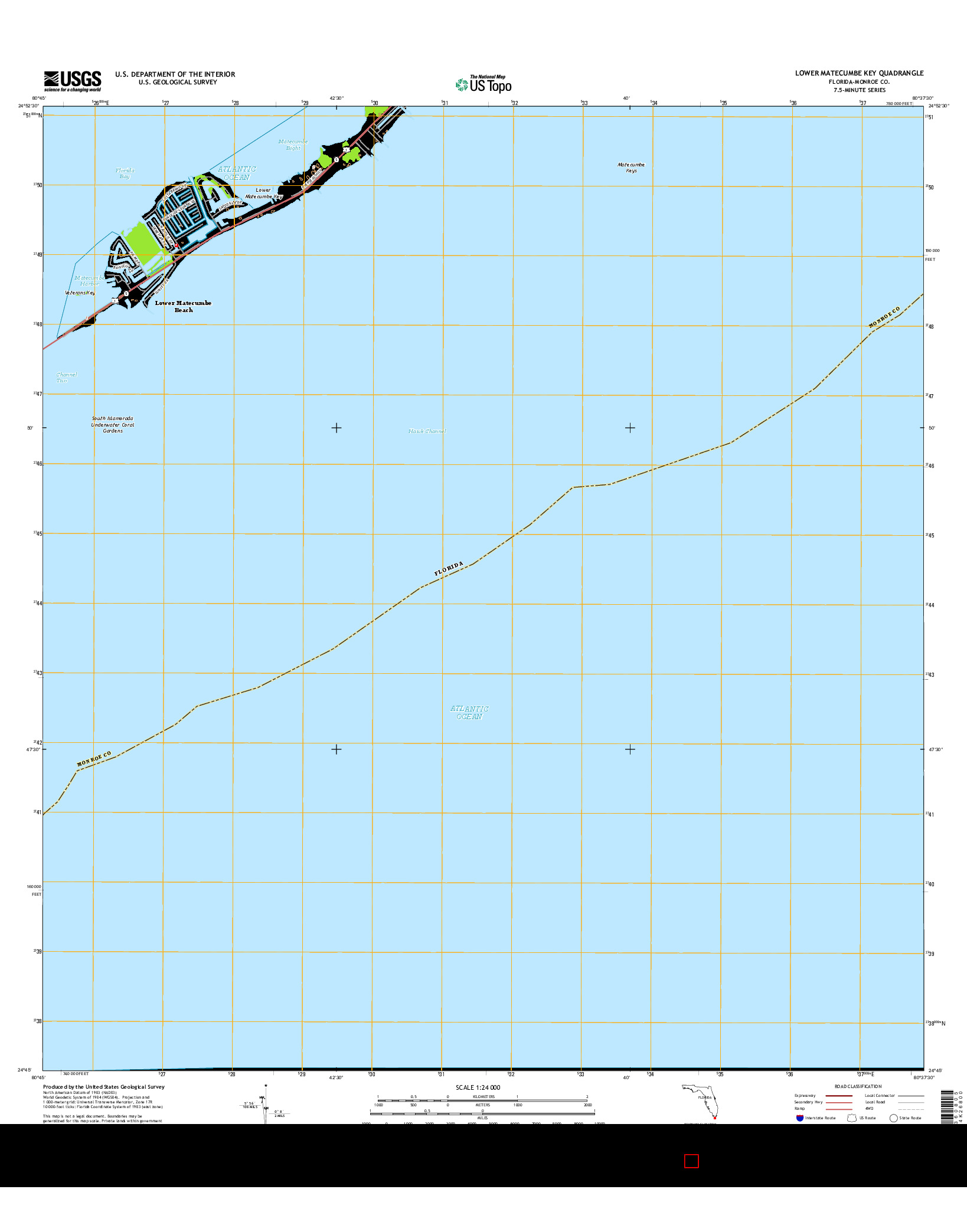 USGS US TOPO 7.5-MINUTE MAP FOR LOWER MATECUMBE KEY, FL 2015