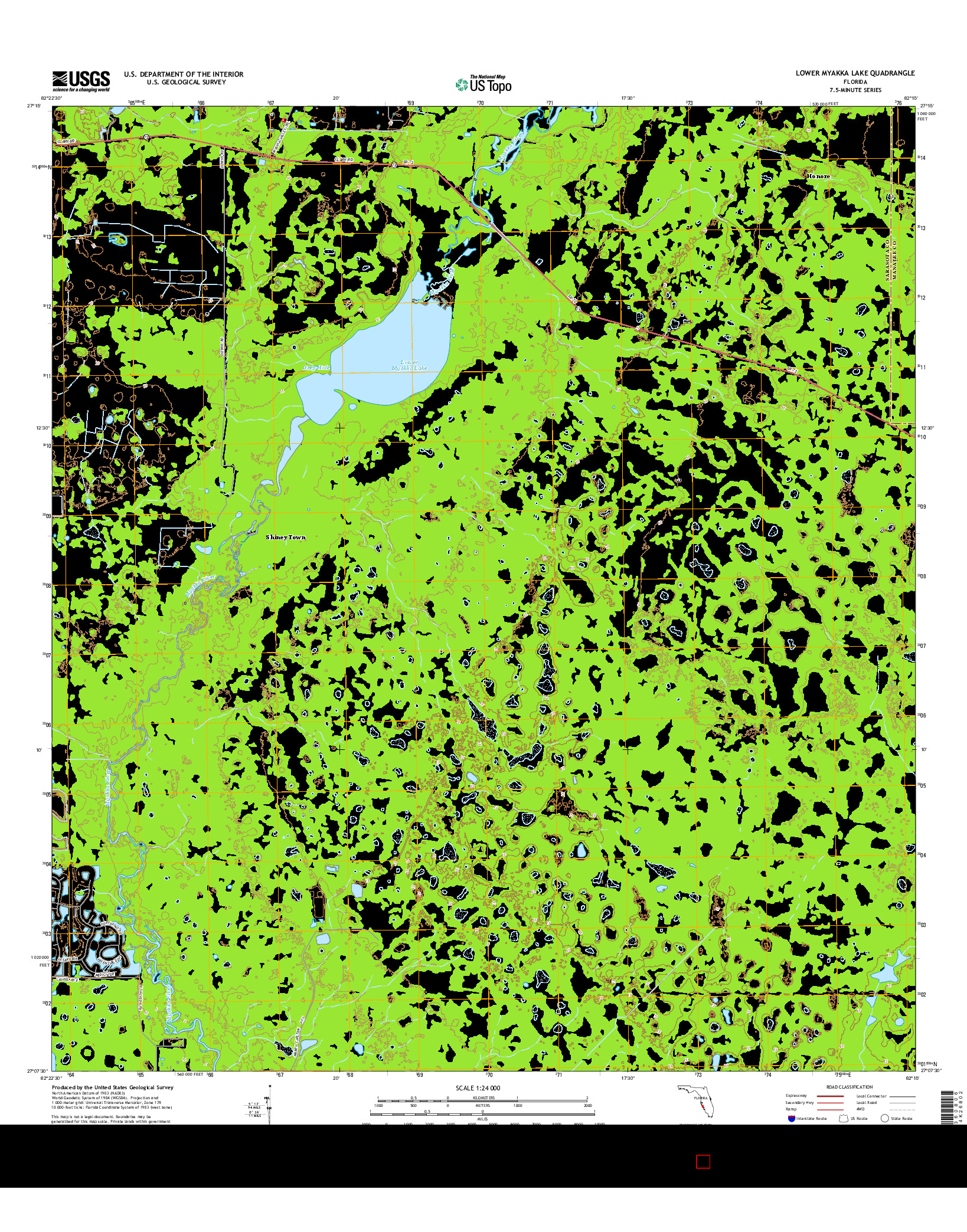 USGS US TOPO 7.5-MINUTE MAP FOR LOWER MYAKKA LAKE, FL 2015