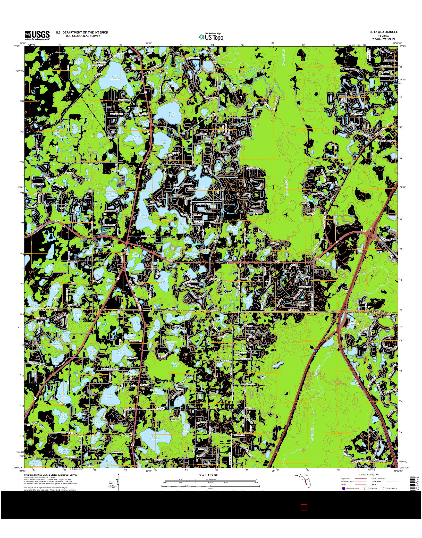 USGS US TOPO 7.5-MINUTE MAP FOR LUTZ, FL 2015