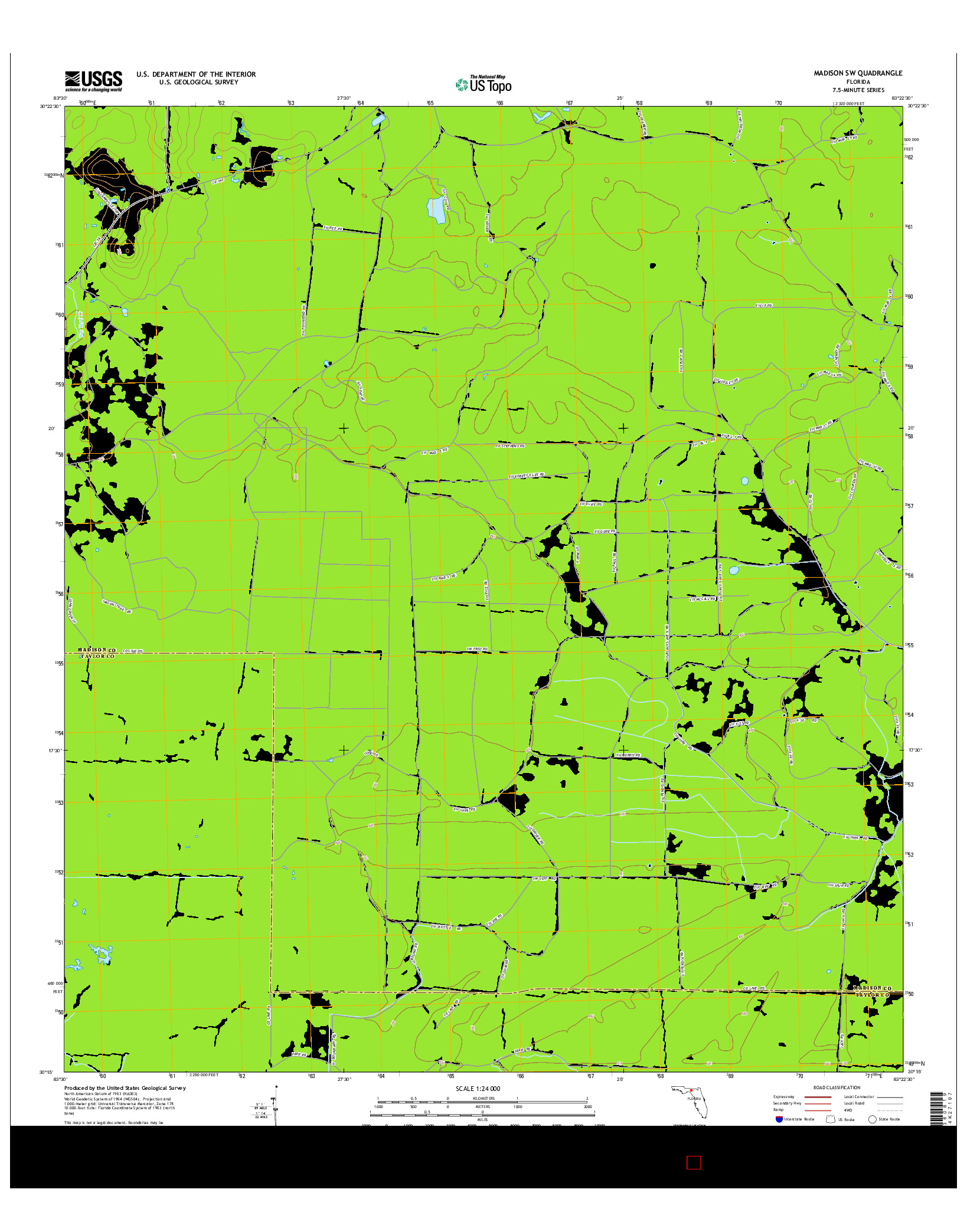 USGS US TOPO 7.5-MINUTE MAP FOR MADISON SW, FL 2015