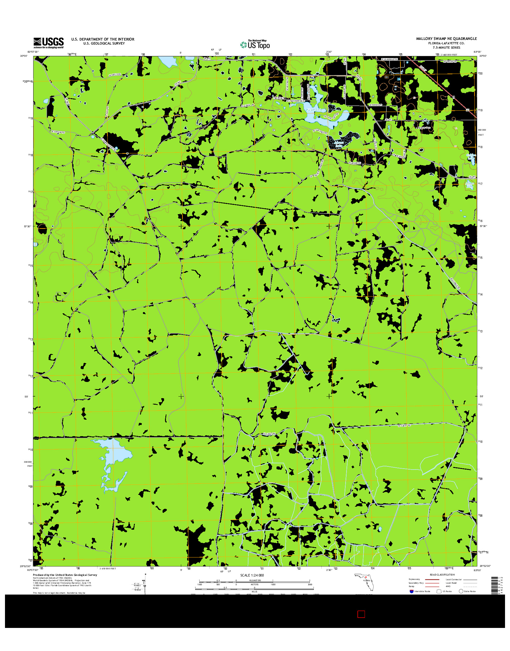 USGS US TOPO 7.5-MINUTE MAP FOR MALLORY SWAMP NE, FL 2015