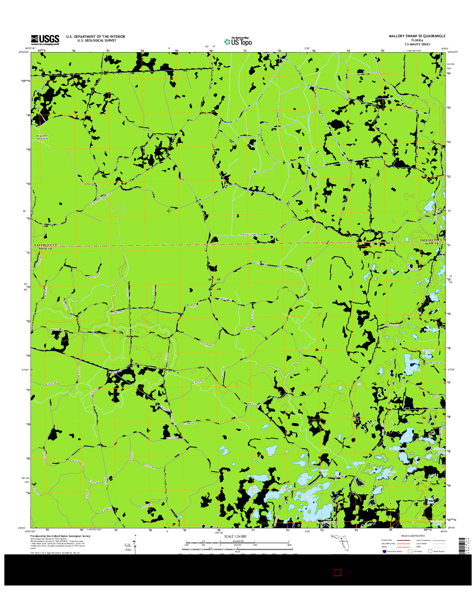 USGS US TOPO 7.5-MINUTE MAP FOR MALLORY SWAMP SE, FL 2015