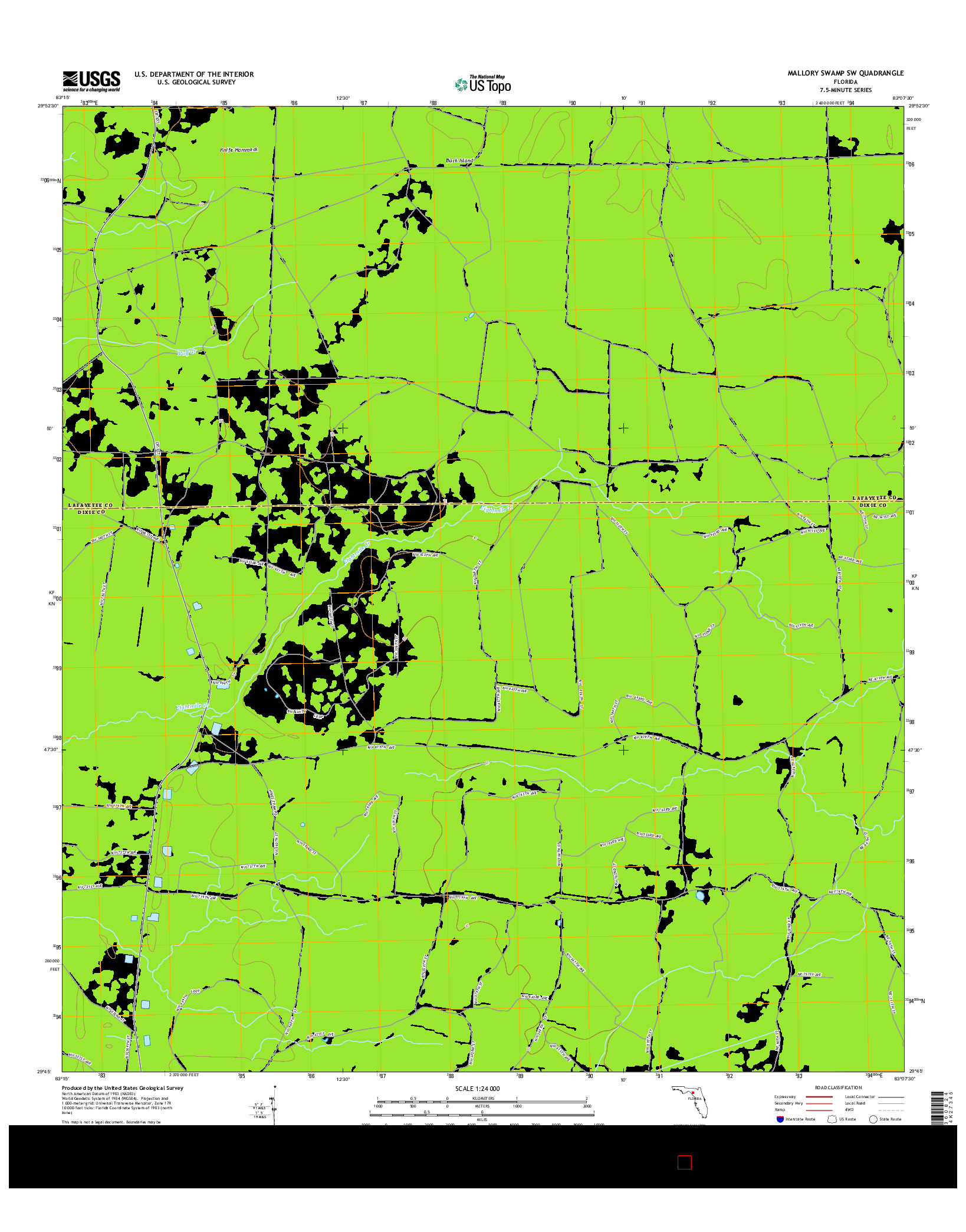 USGS US TOPO 7.5-MINUTE MAP FOR MALLORY SWAMP SW, FL 2015