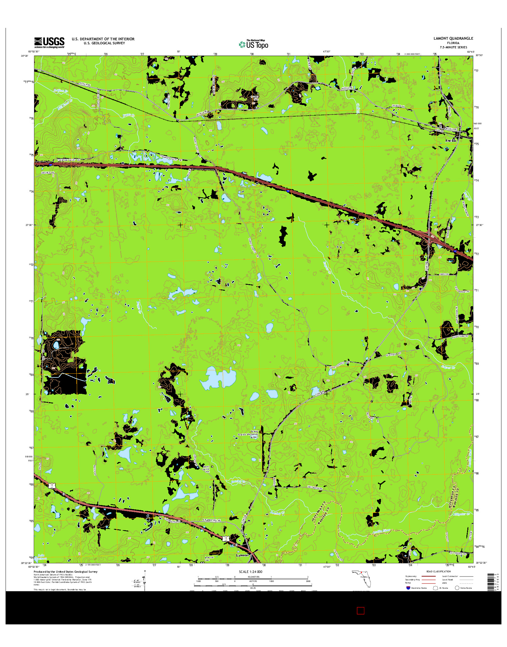 USGS US TOPO 7.5-MINUTE MAP FOR LAMONT, FL 2015