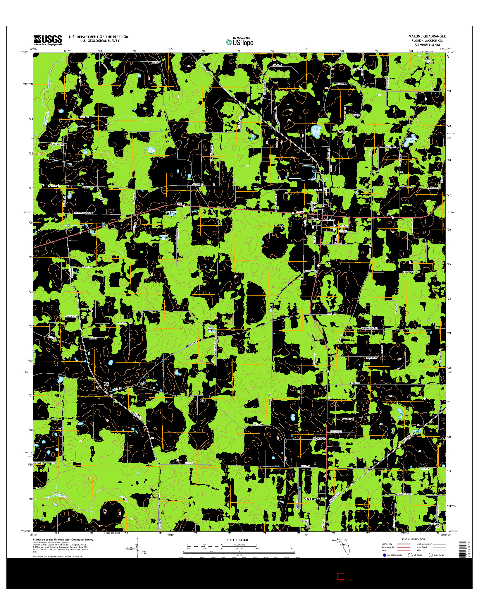 USGS US TOPO 7.5-MINUTE MAP FOR MALONE, FL 2015