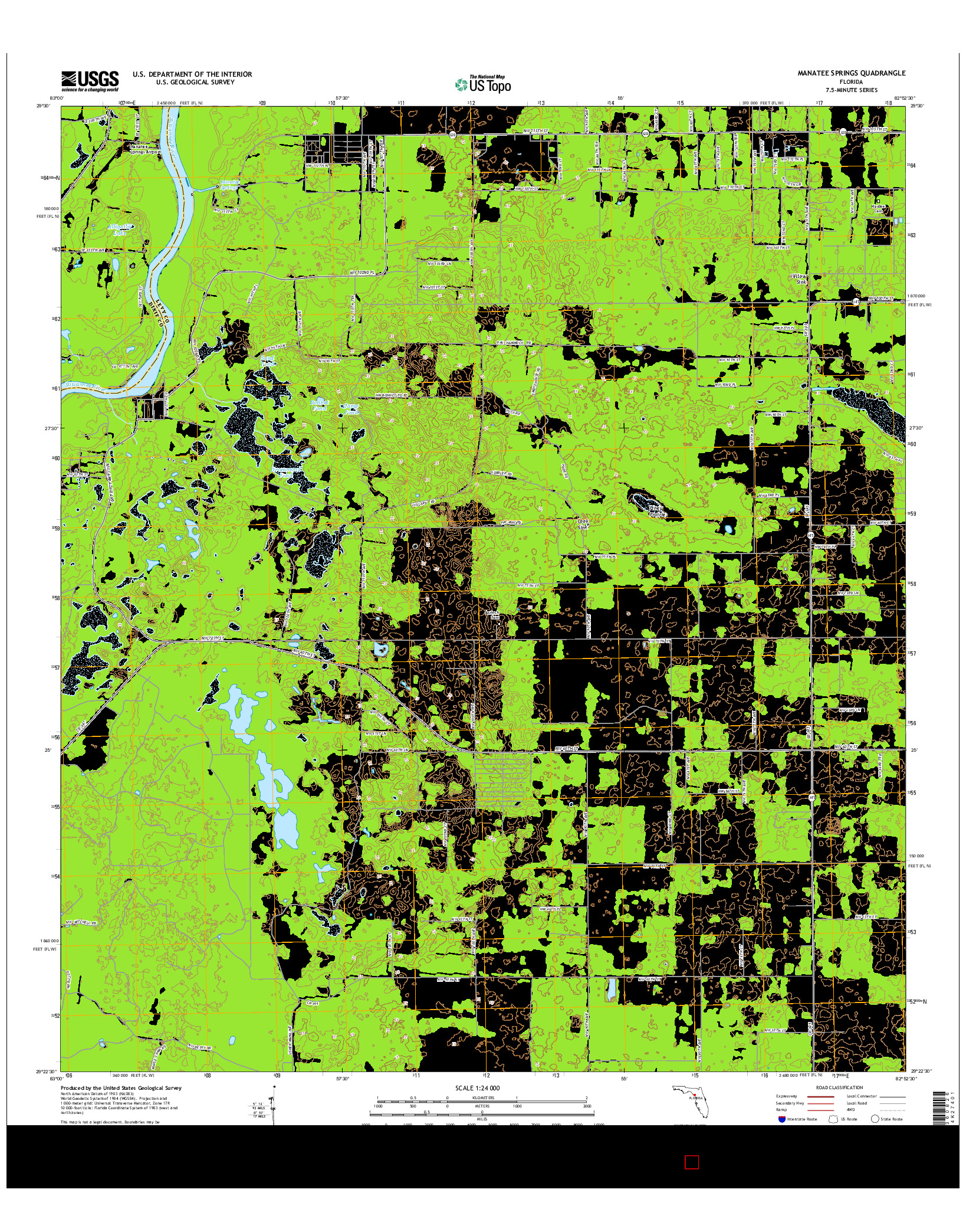 USGS US TOPO 7.5-MINUTE MAP FOR MANATEE SPRINGS, FL 2015