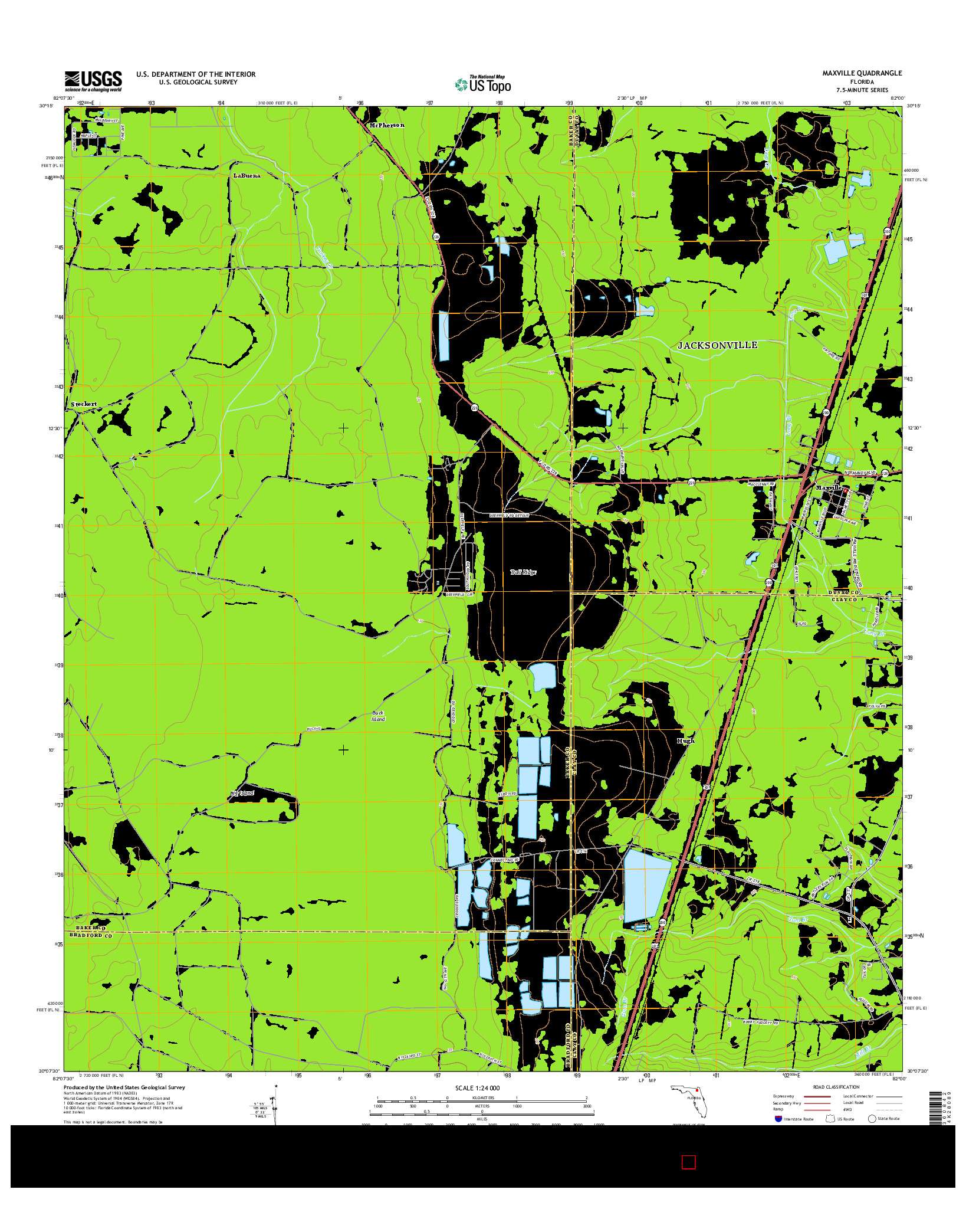 USGS US TOPO 7.5-MINUTE MAP FOR MAXVILLE, FL 2015