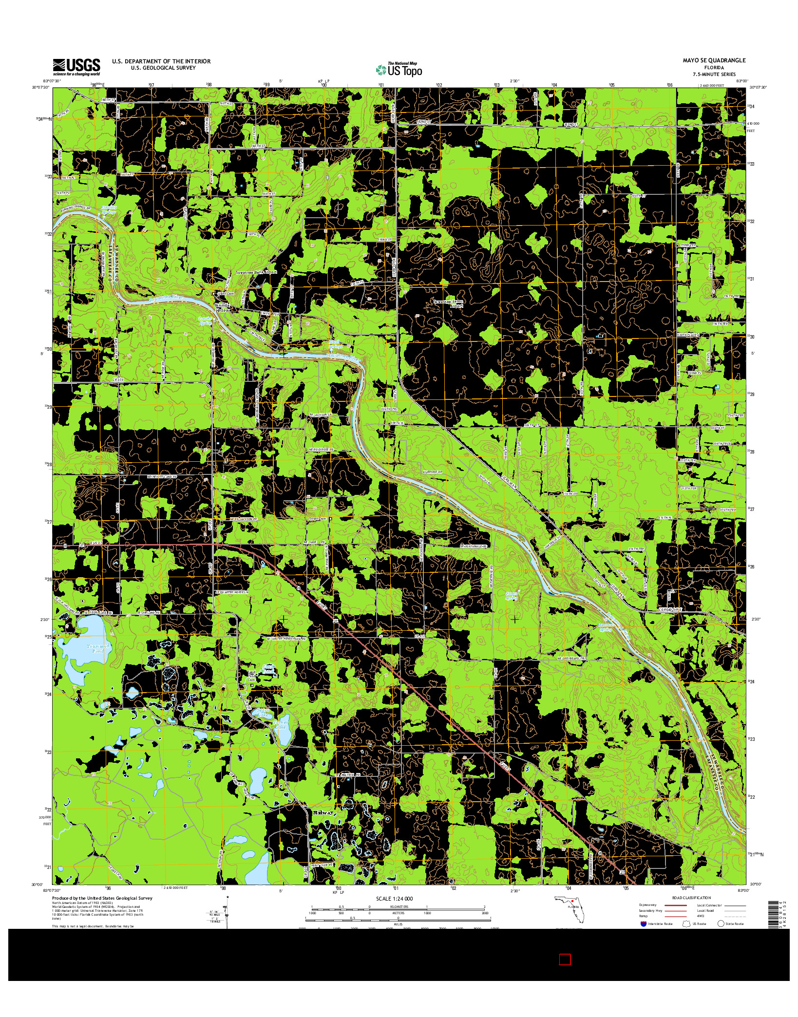 USGS US TOPO 7.5-MINUTE MAP FOR MAYO SE, FL 2015