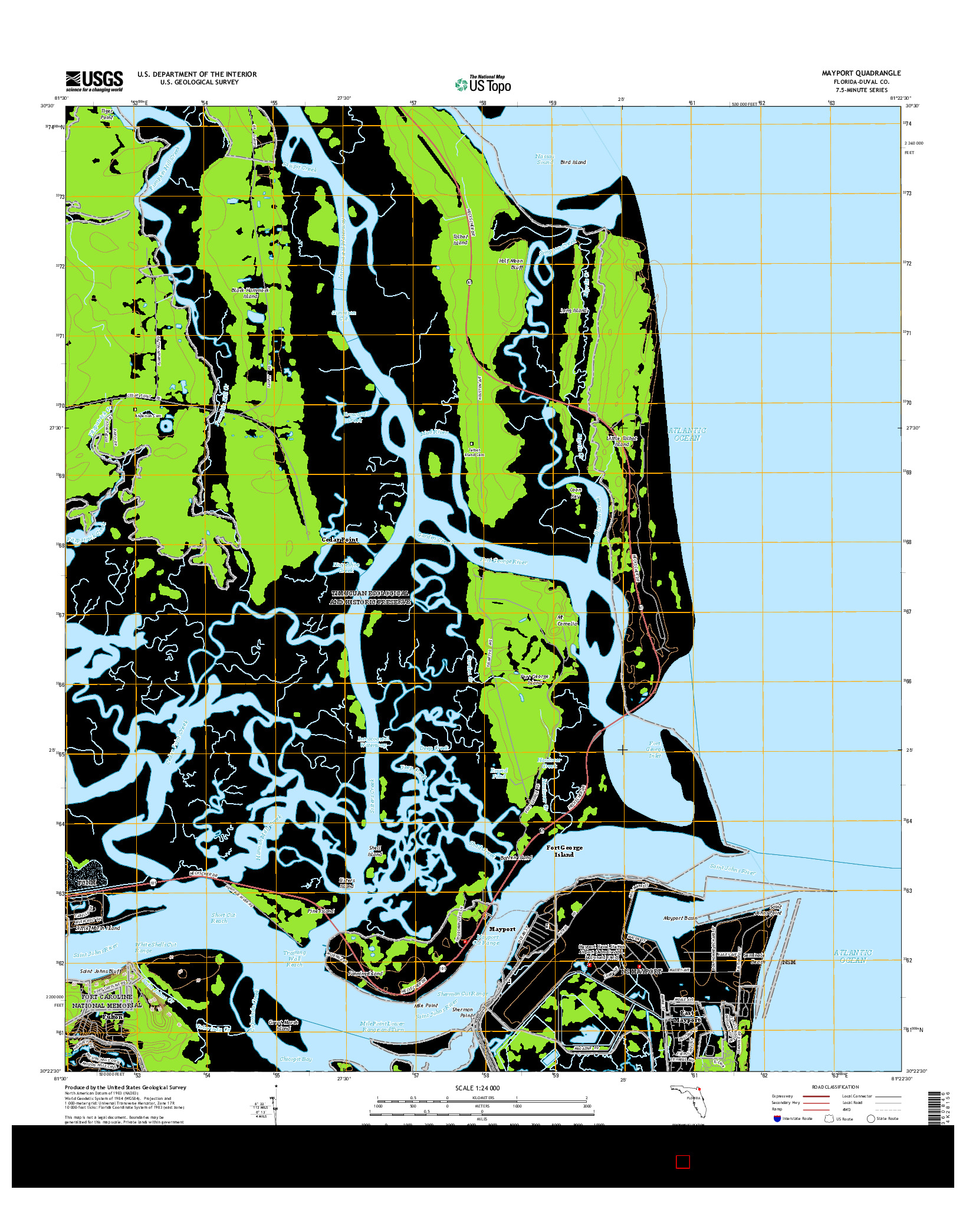 USGS US TOPO 7.5-MINUTE MAP FOR MAYPORT, FL 2015
