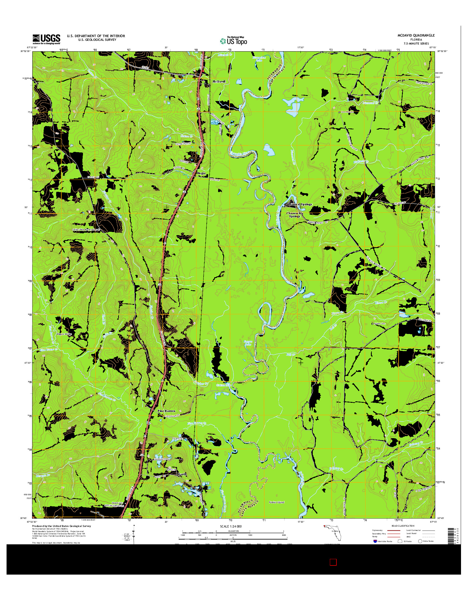 USGS US TOPO 7.5-MINUTE MAP FOR MCDAVID, FL 2015