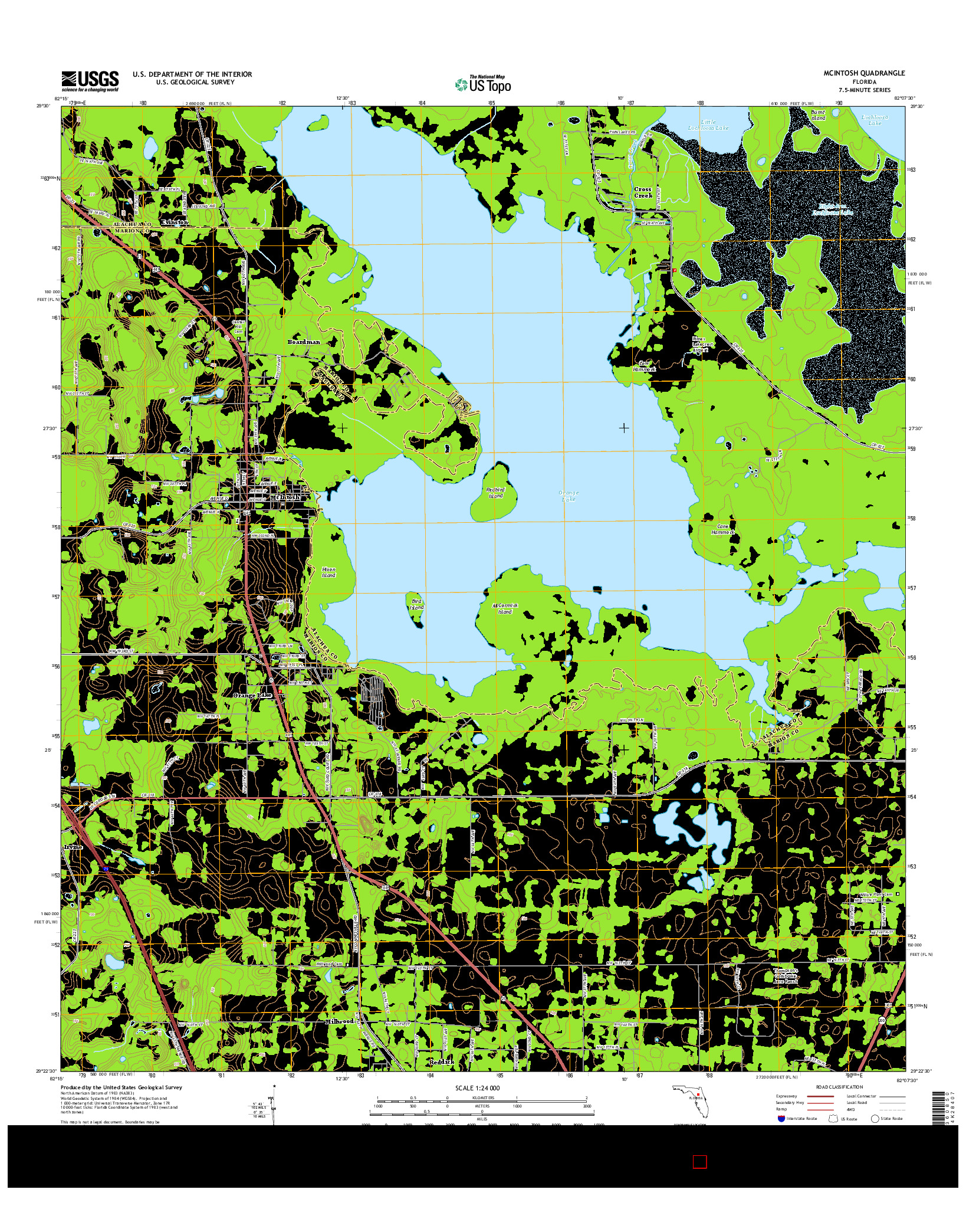 USGS US TOPO 7.5-MINUTE MAP FOR MCINTOSH, FL 2015