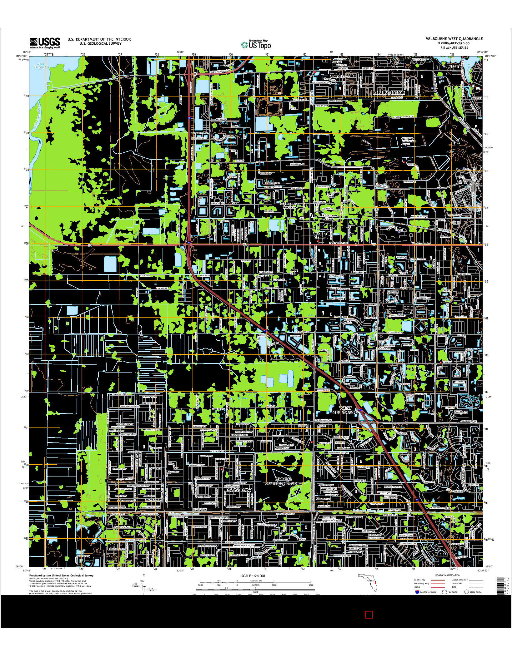 USGS US TOPO 7.5-MINUTE MAP FOR MELBOURNE WEST, FL 2015