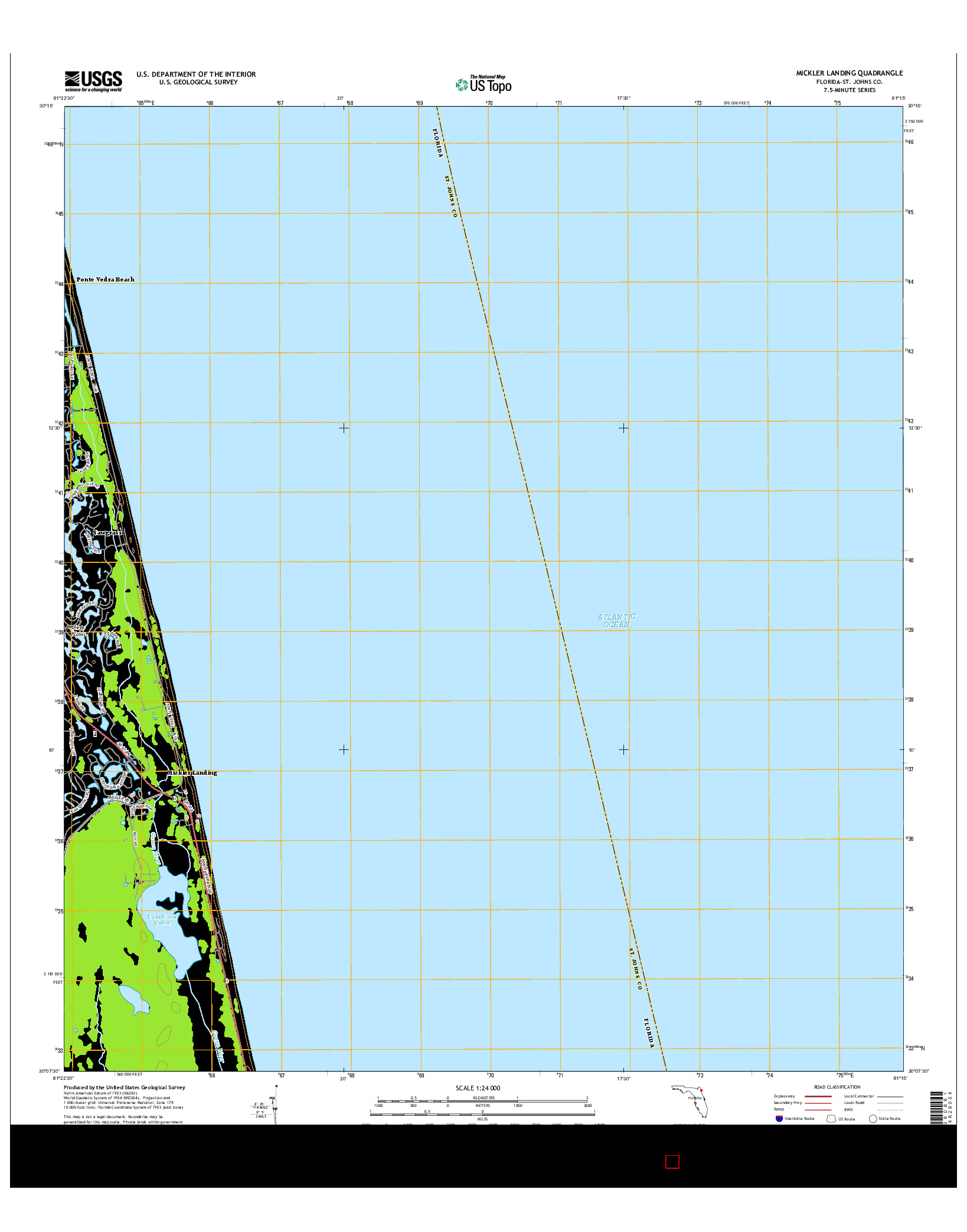USGS US TOPO 7.5-MINUTE MAP FOR MICKLER LANDING, FL 2015