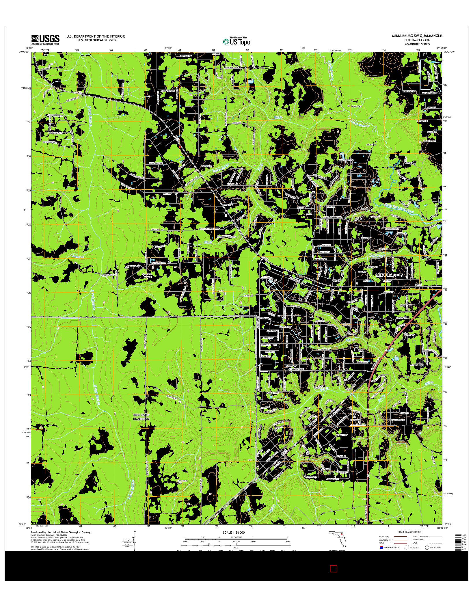 USGS US TOPO 7.5-MINUTE MAP FOR MIDDLEBURG SW, FL 2015