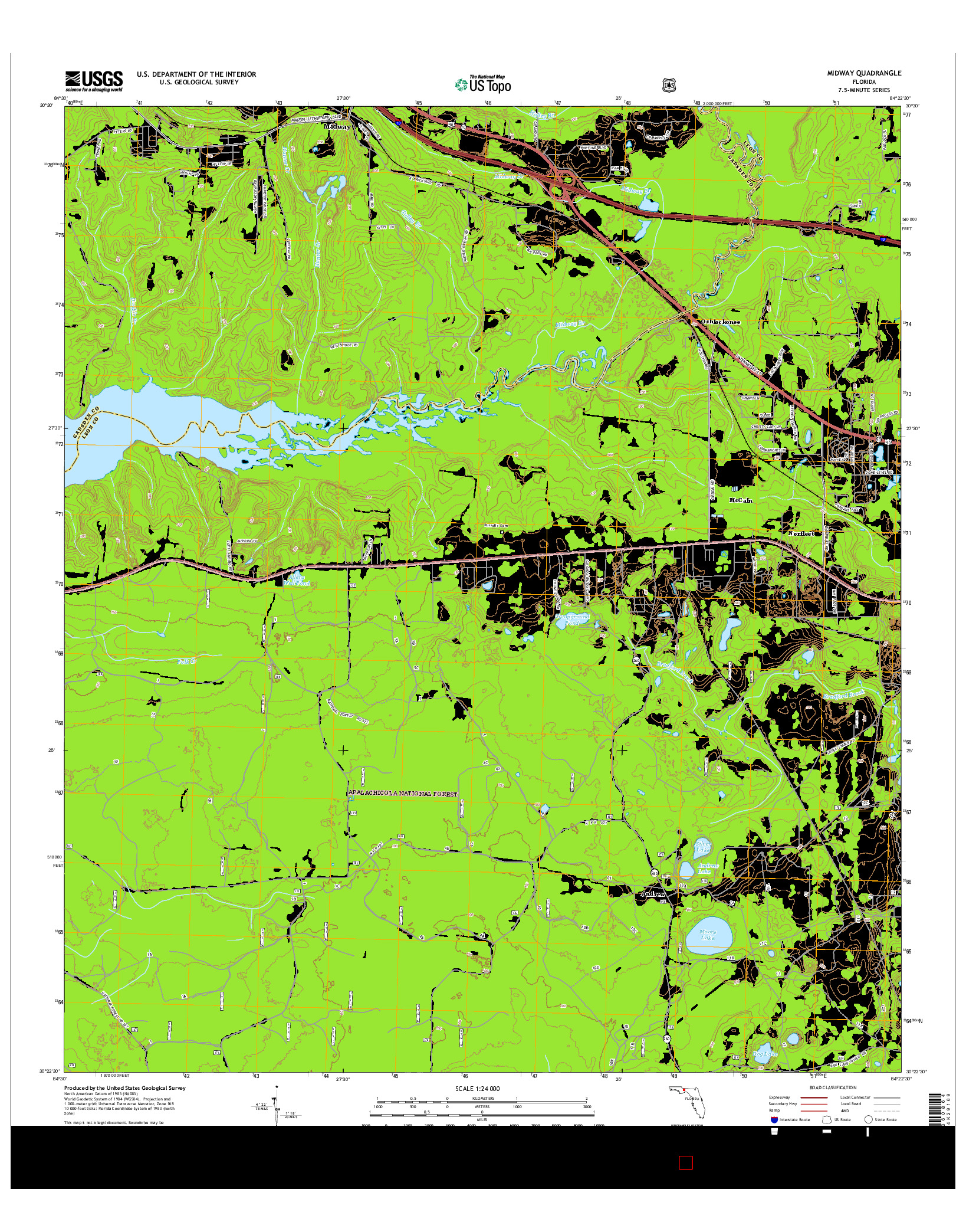 USGS US TOPO 7.5-MINUTE MAP FOR MIDWAY, FL 2015