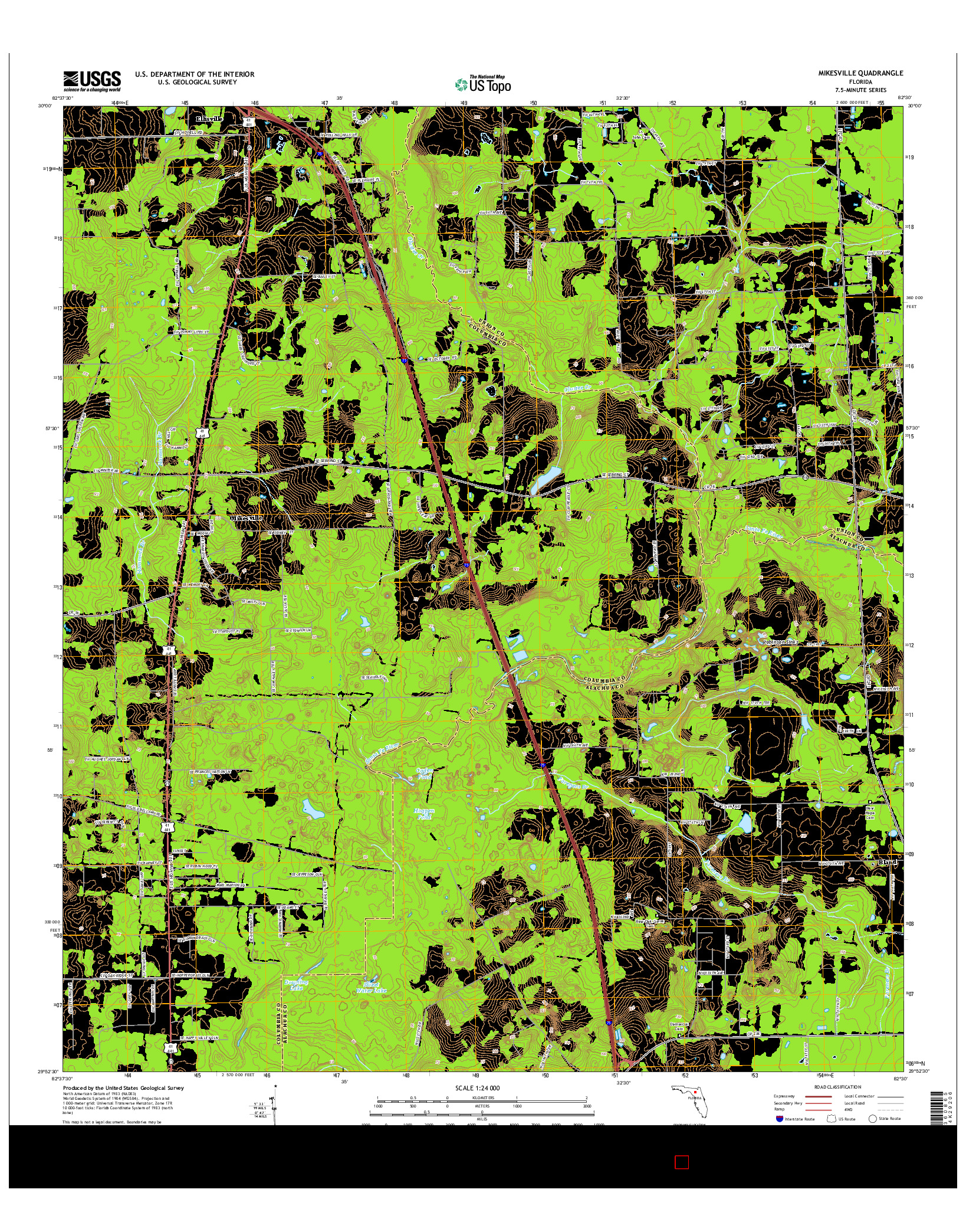 USGS US TOPO 7.5-MINUTE MAP FOR MIKESVILLE, FL 2015