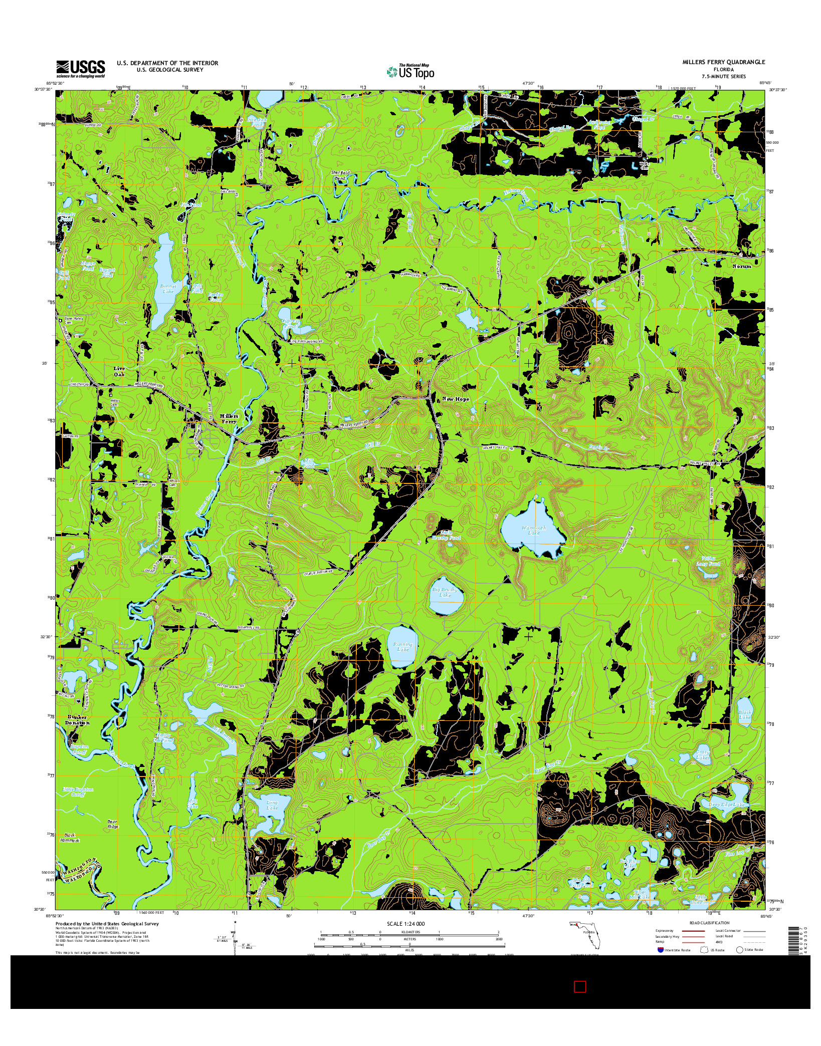 USGS US TOPO 7.5-MINUTE MAP FOR MILLERS FERRY, FL 2015