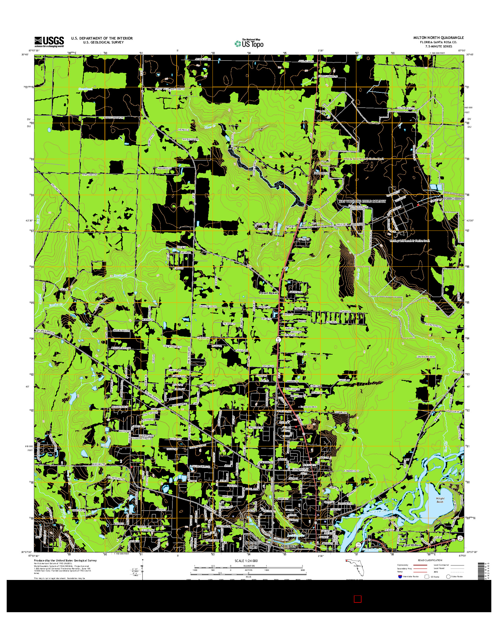 USGS US TOPO 7.5-MINUTE MAP FOR MILTON NORTH, FL 2015