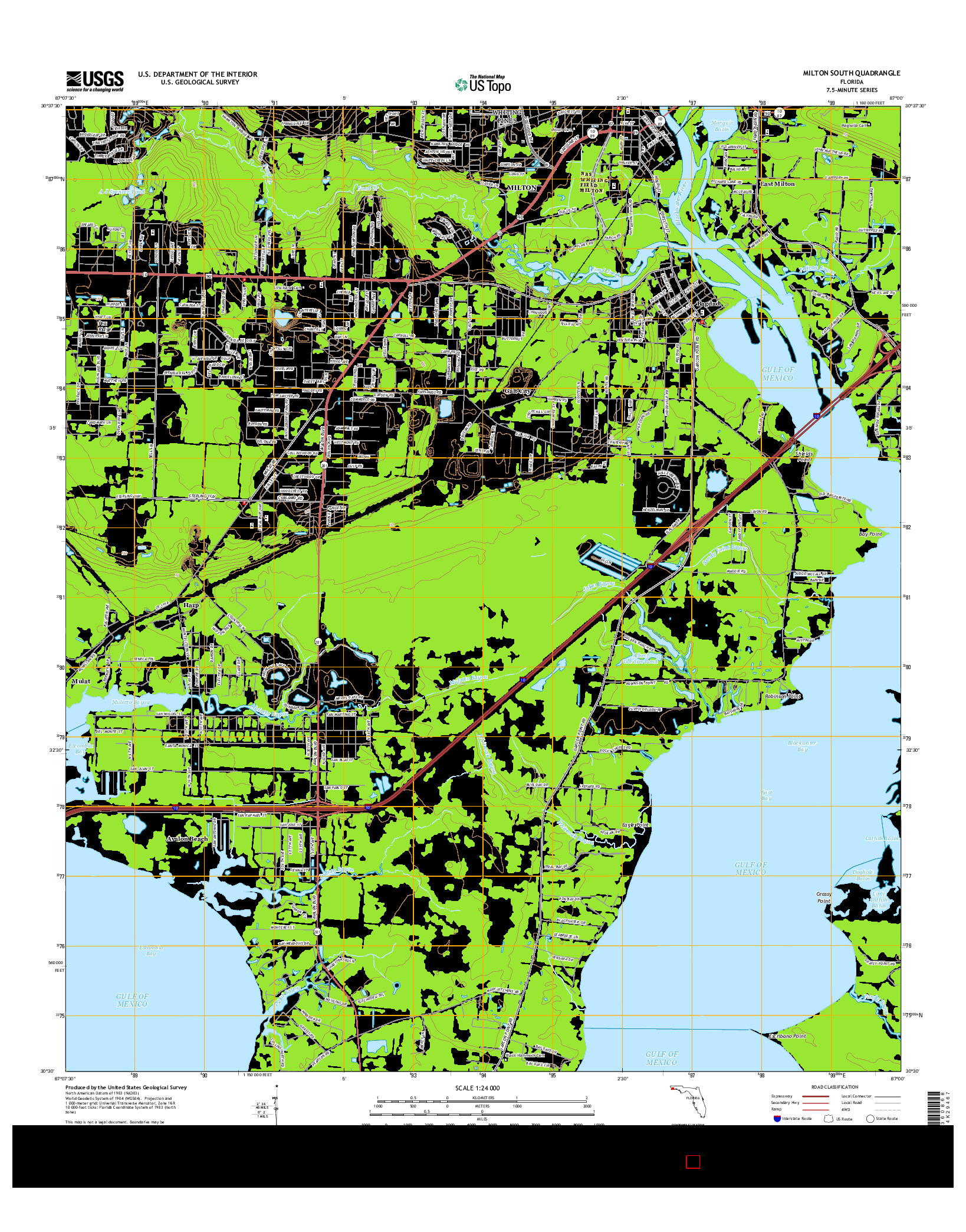 USGS US TOPO 7.5-MINUTE MAP FOR MILTON SOUTH, FL 2015