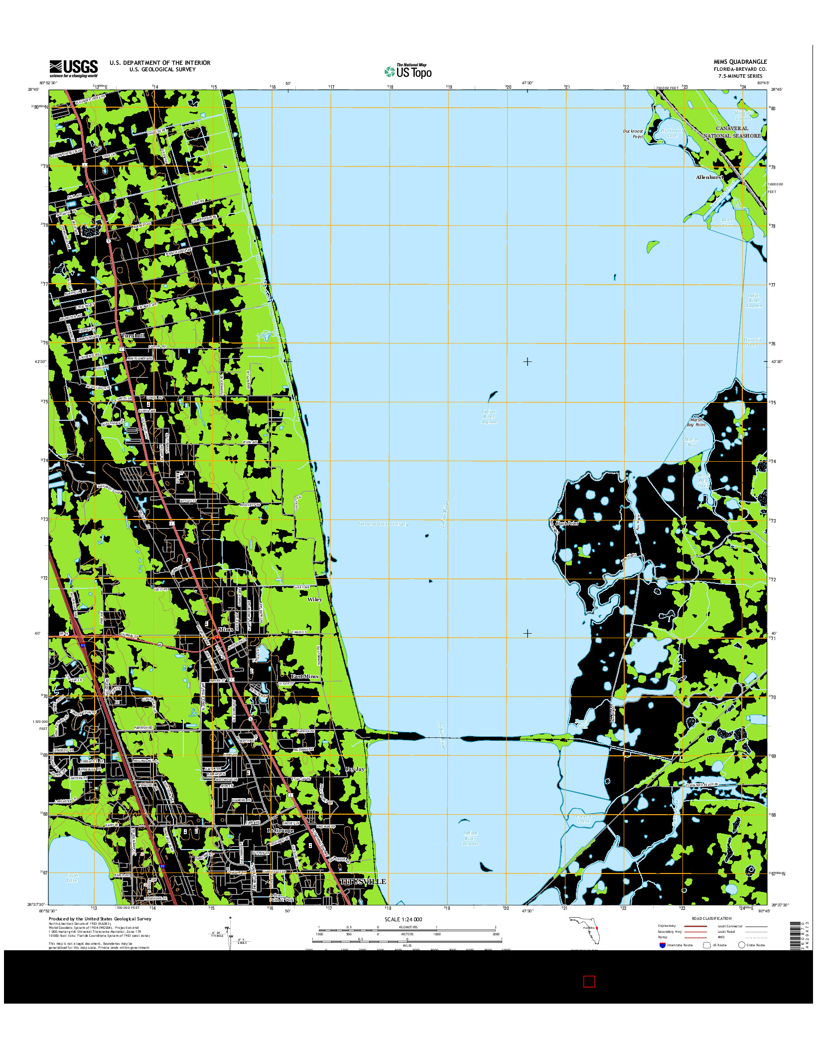 USGS US TOPO 7.5-MINUTE MAP FOR MIMS, FL 2015