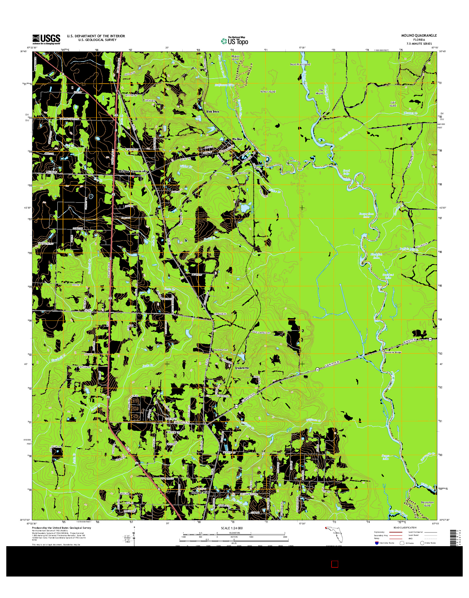 USGS US TOPO 7.5-MINUTE MAP FOR MOLINO, FL 2015