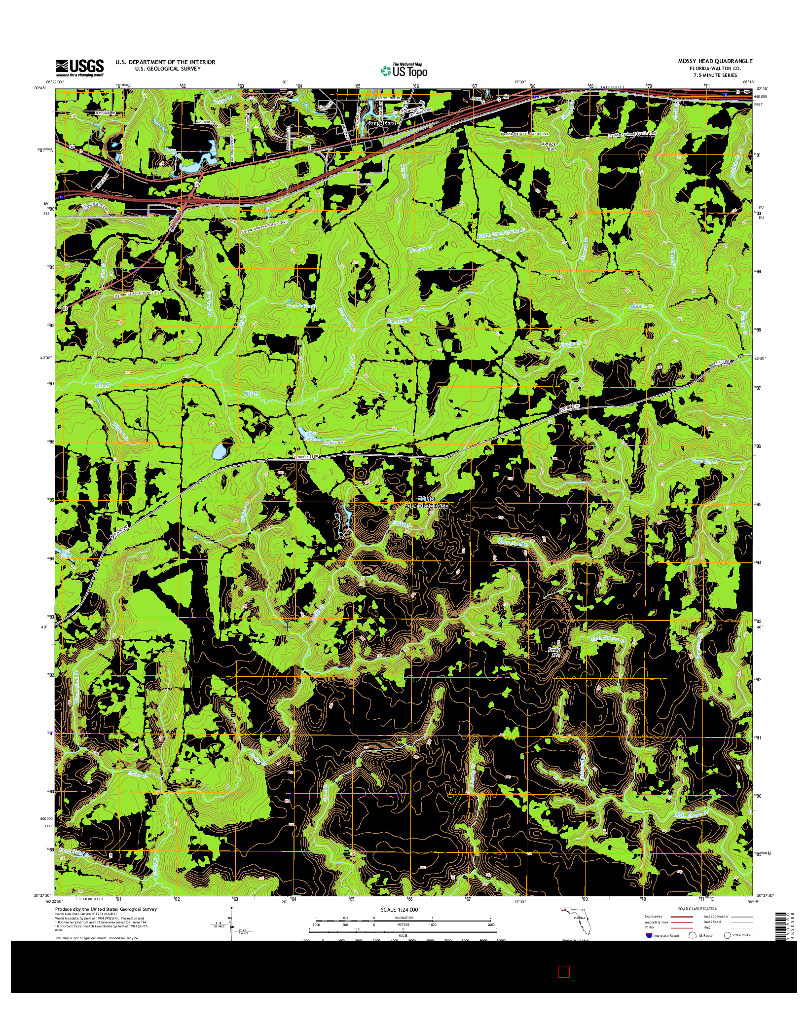 USGS US TOPO 7.5-MINUTE MAP FOR MOSSY HEAD, FL 2015
