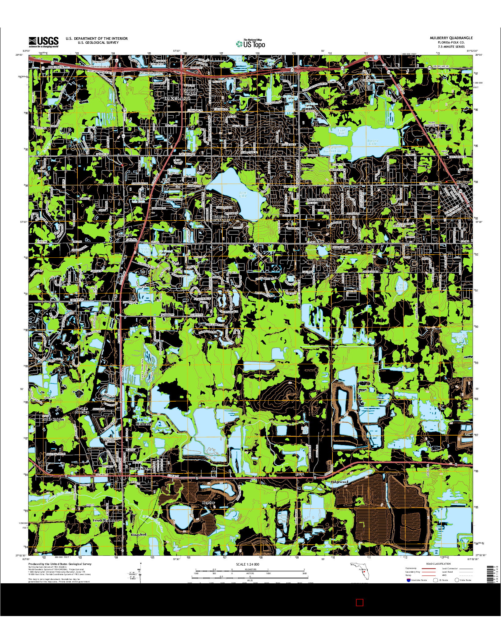 USGS US TOPO 7.5-MINUTE MAP FOR MULBERRY, FL 2015