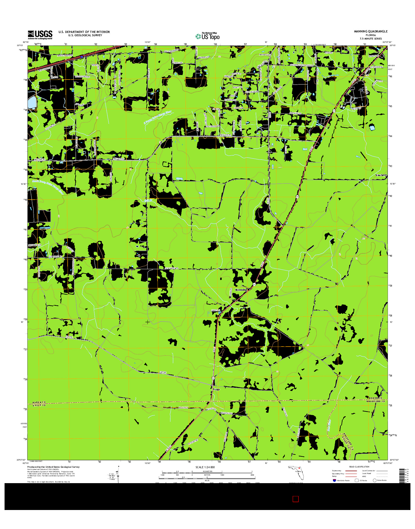 USGS US TOPO 7.5-MINUTE MAP FOR MANNING, FL 2015
