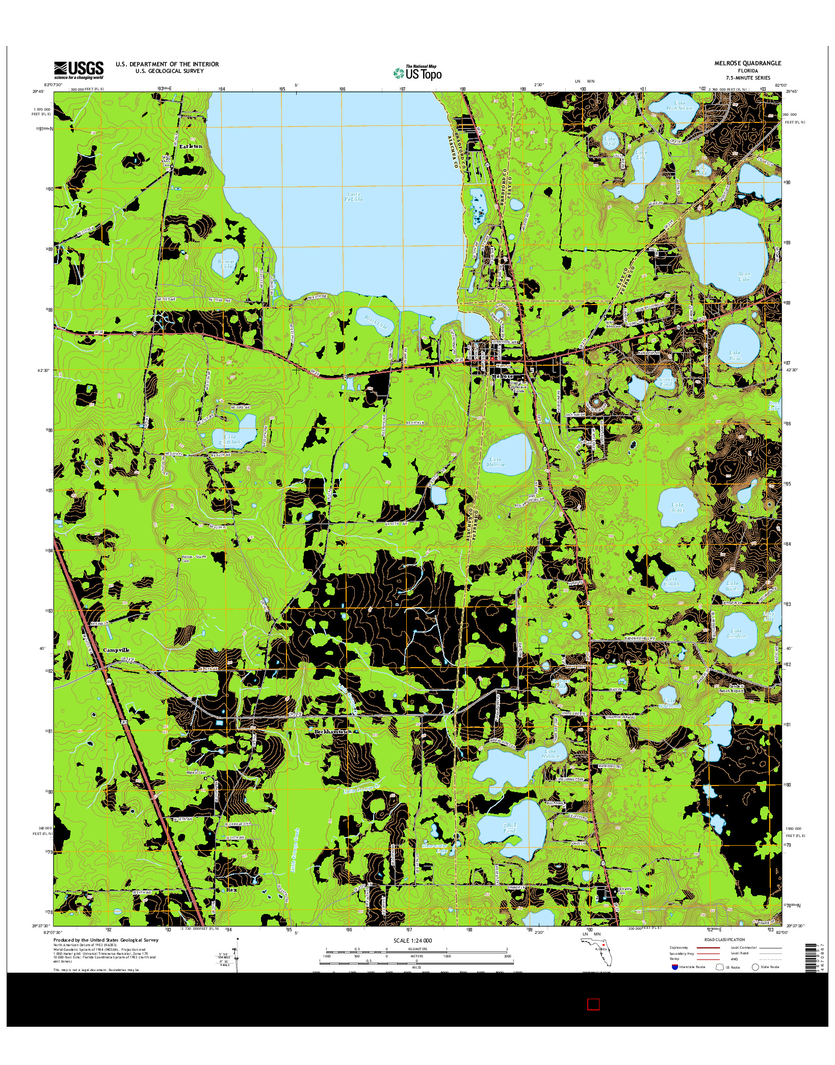 USGS US TOPO 7.5-MINUTE MAP FOR MELROSE, FL 2015