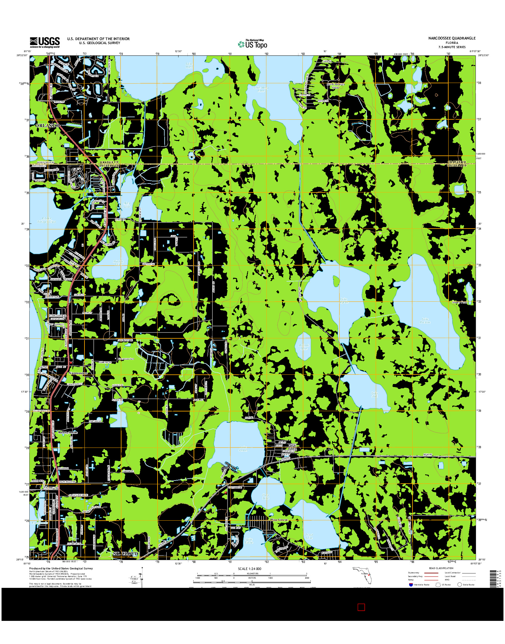 USGS US TOPO 7.5-MINUTE MAP FOR NARCOOSSEE, FL 2015