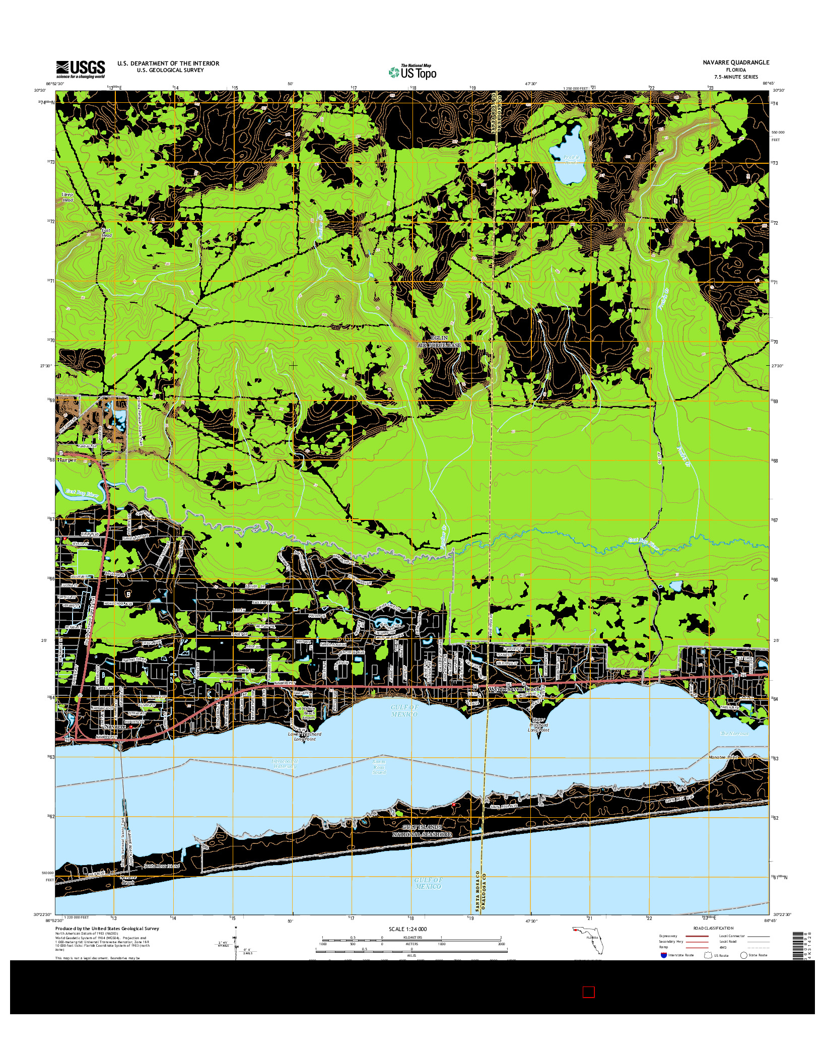 USGS US TOPO 7.5-MINUTE MAP FOR NAVARRE, FL 2015