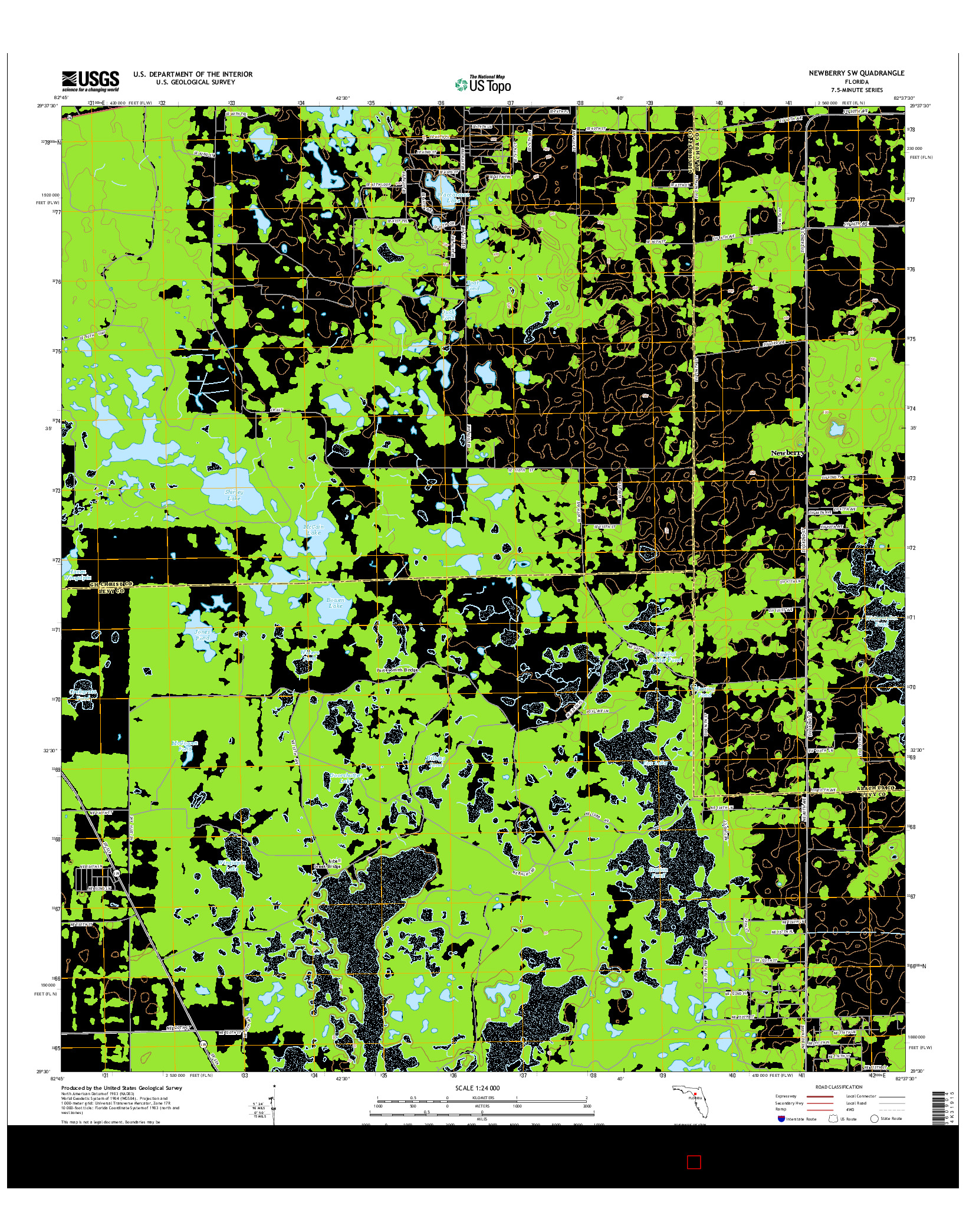 USGS US TOPO 7.5-MINUTE MAP FOR NEWBERRY SW, FL 2015