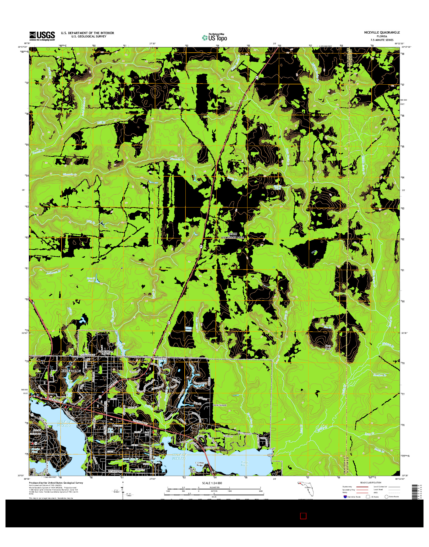 USGS US TOPO 7.5-MINUTE MAP FOR NICEVILLE, FL 2015