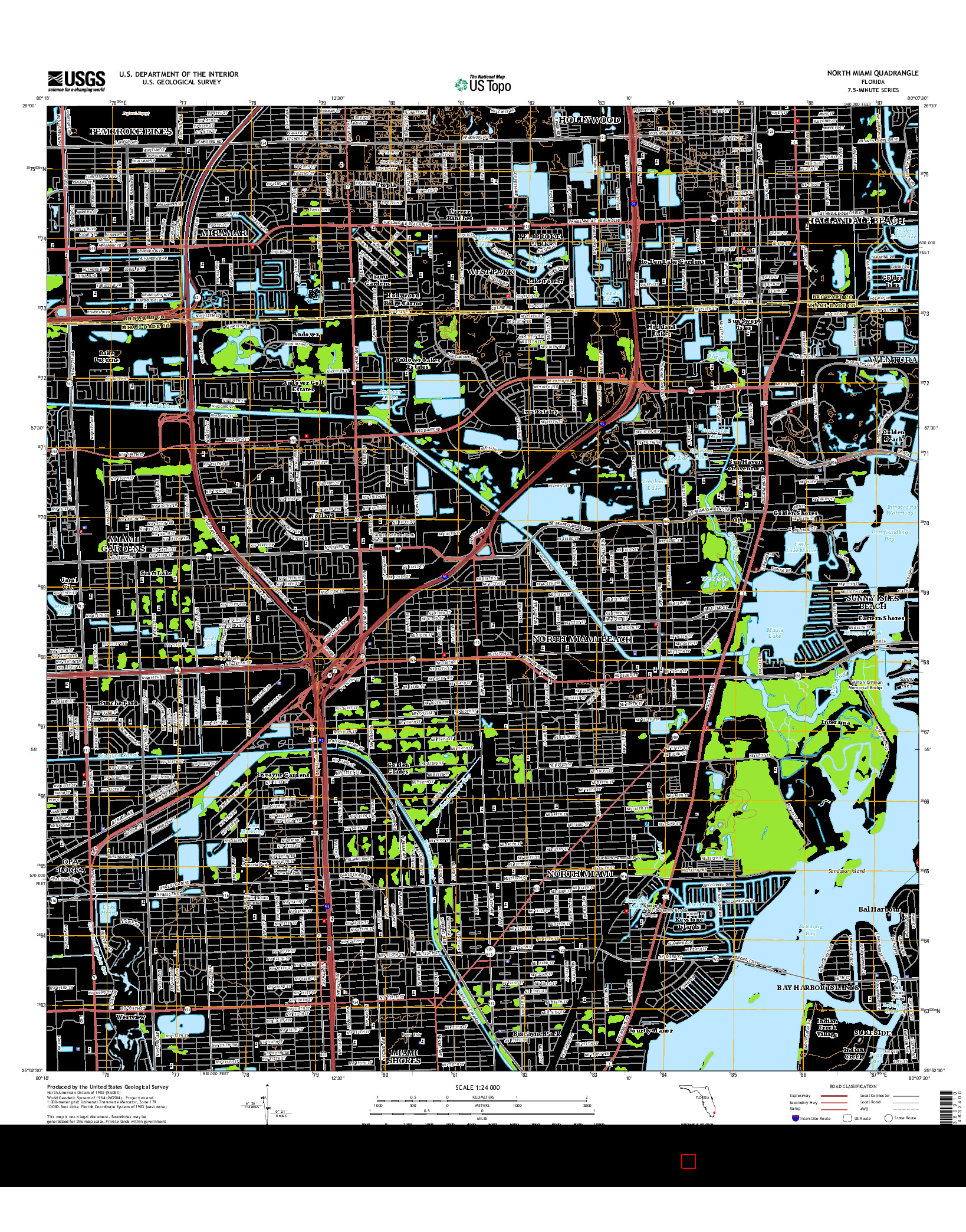 USGS US TOPO 7.5-MINUTE MAP FOR NORTH MIAMI, FL 2015