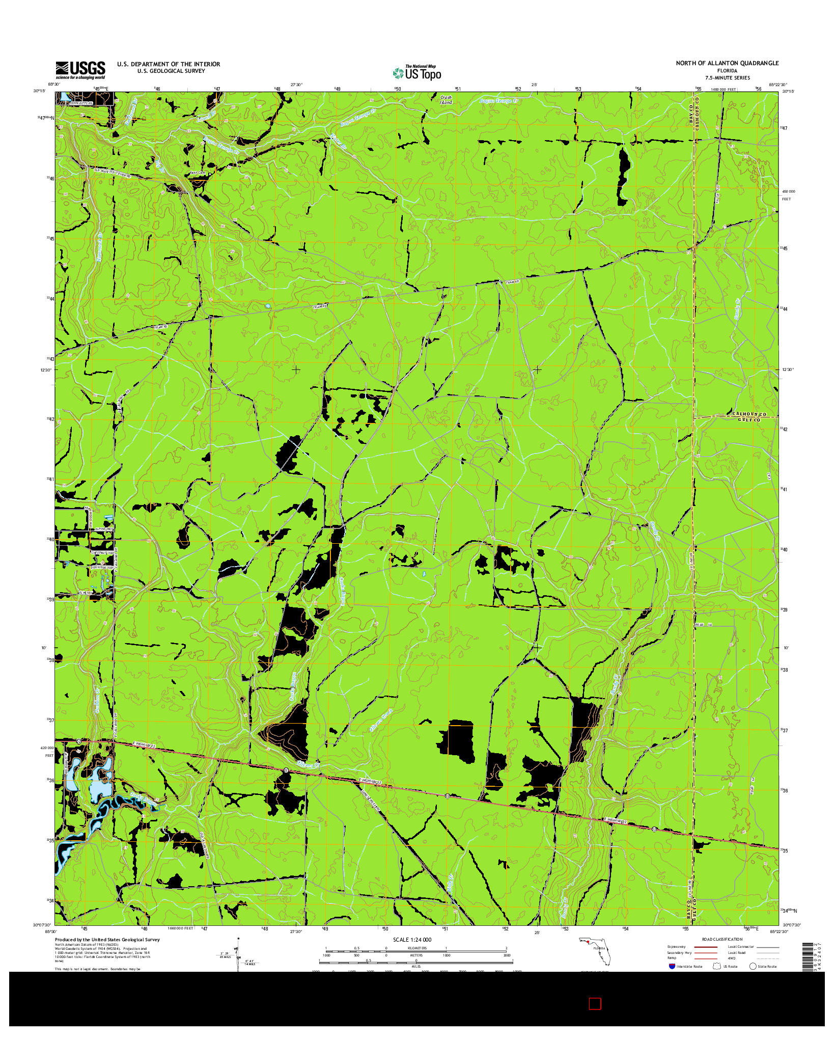 USGS US TOPO 7.5-MINUTE MAP FOR NORTH OF ALLANTON, FL 2015