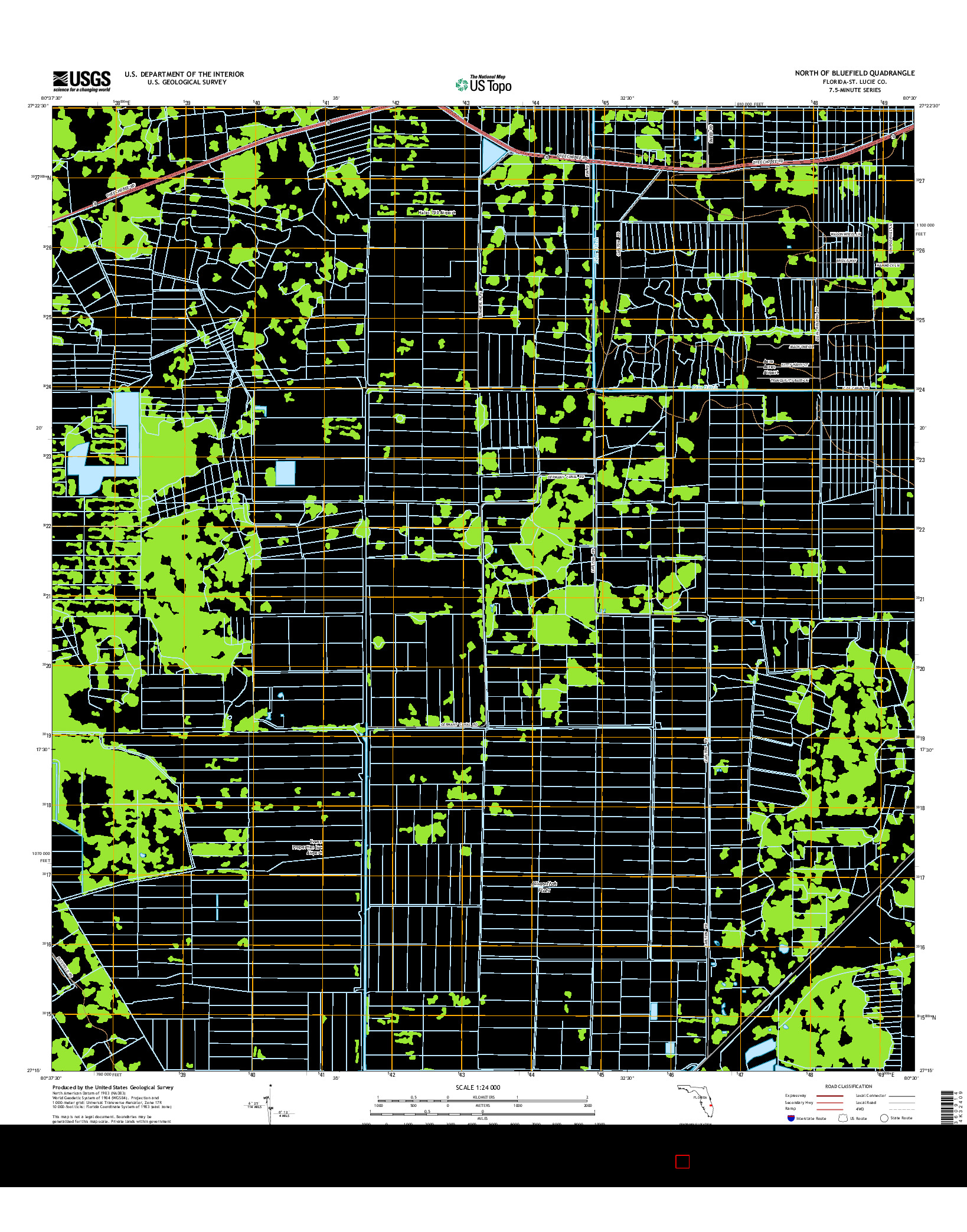 USGS US TOPO 7.5-MINUTE MAP FOR NORTH OF BLUEFIELD, FL 2015