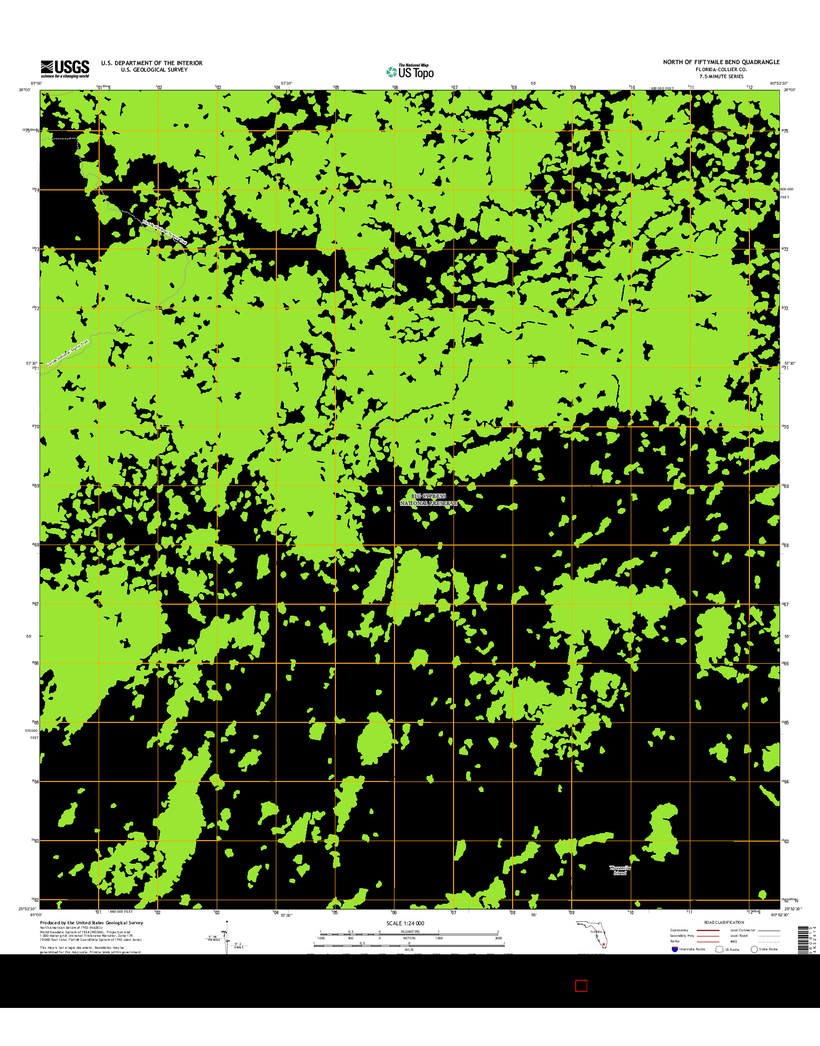 USGS US TOPO 7.5-MINUTE MAP FOR NORTH OF FIFTYMILE BEND, FL 2015