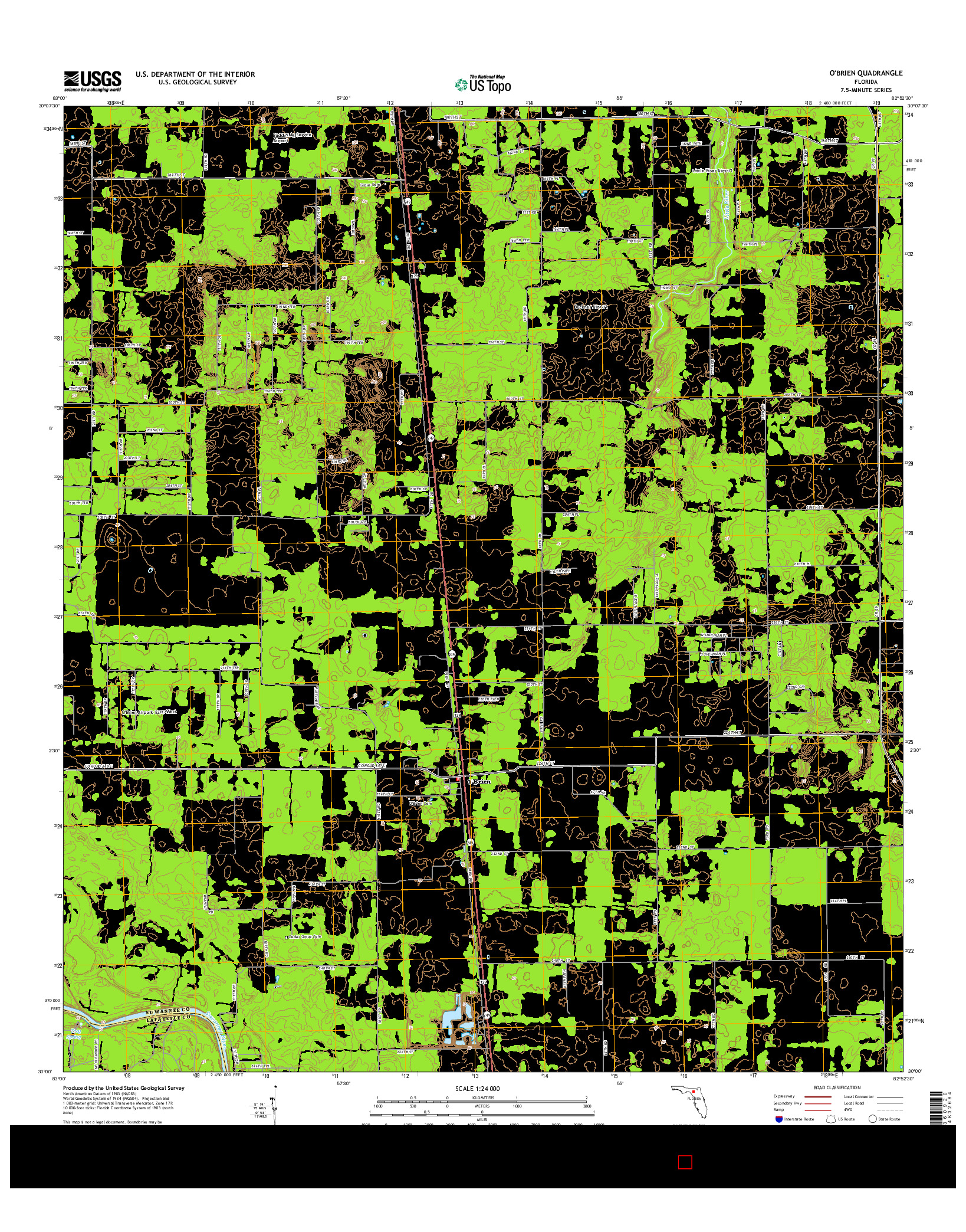 USGS US TOPO 7.5-MINUTE MAP FOR O'BRIEN, FL 2015