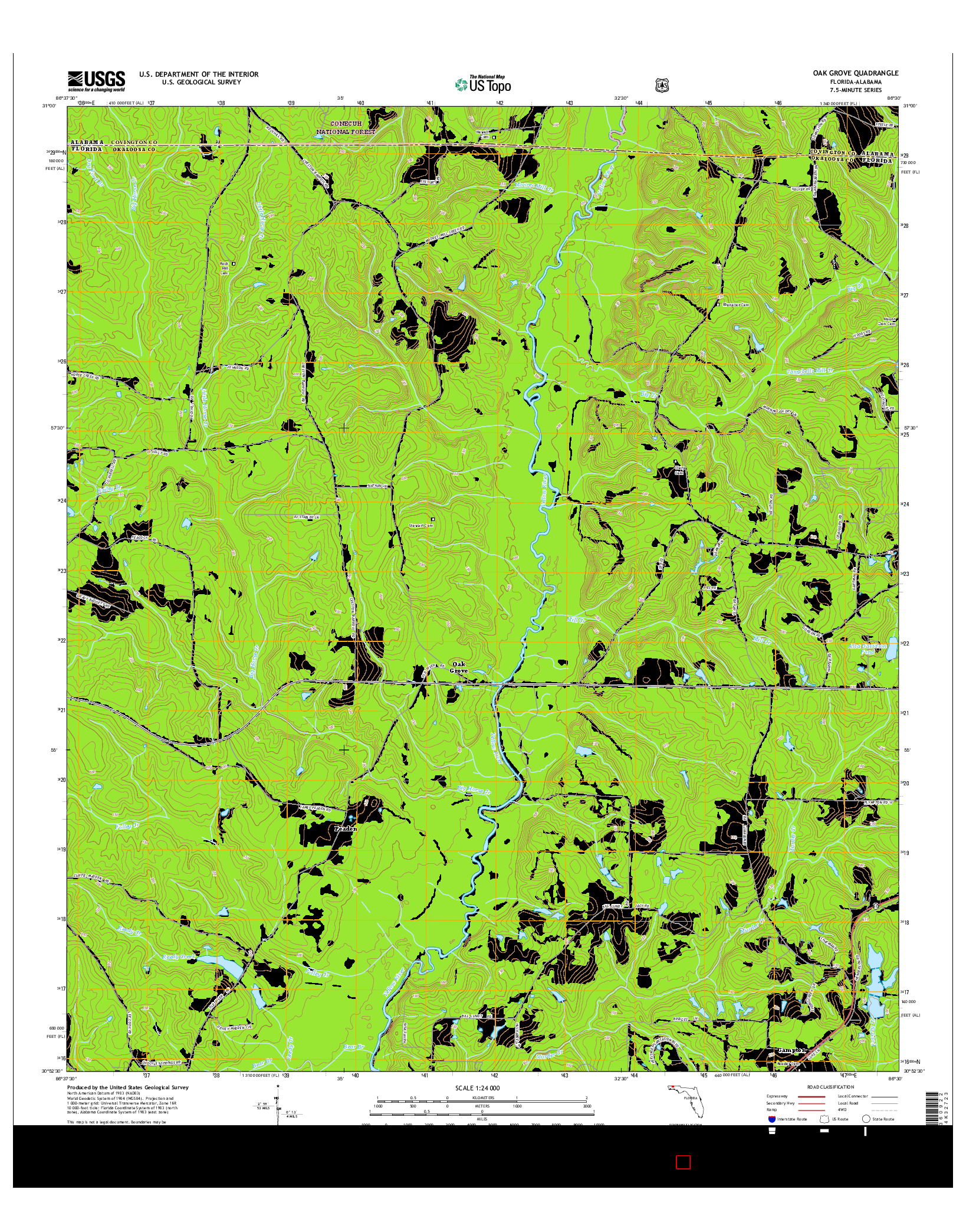 USGS US TOPO 7.5-MINUTE MAP FOR OAK GROVE, FL-AL 2015