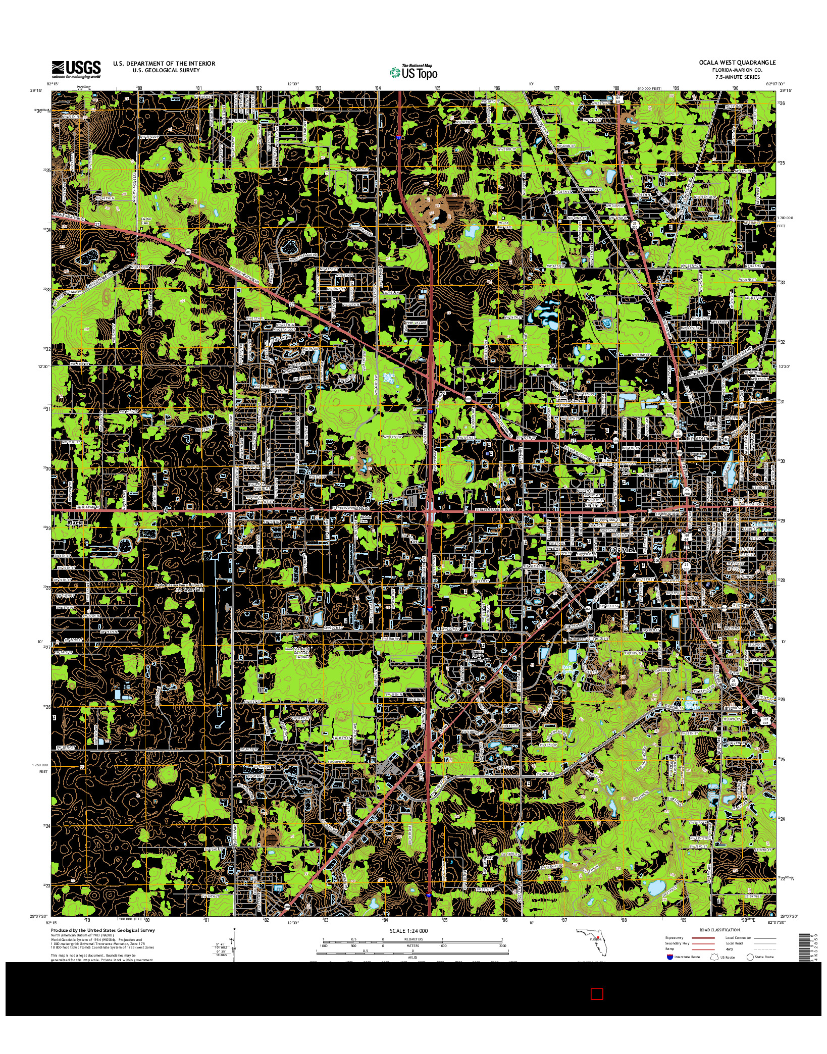 USGS US TOPO 7.5-MINUTE MAP FOR OCALA WEST, FL 2015