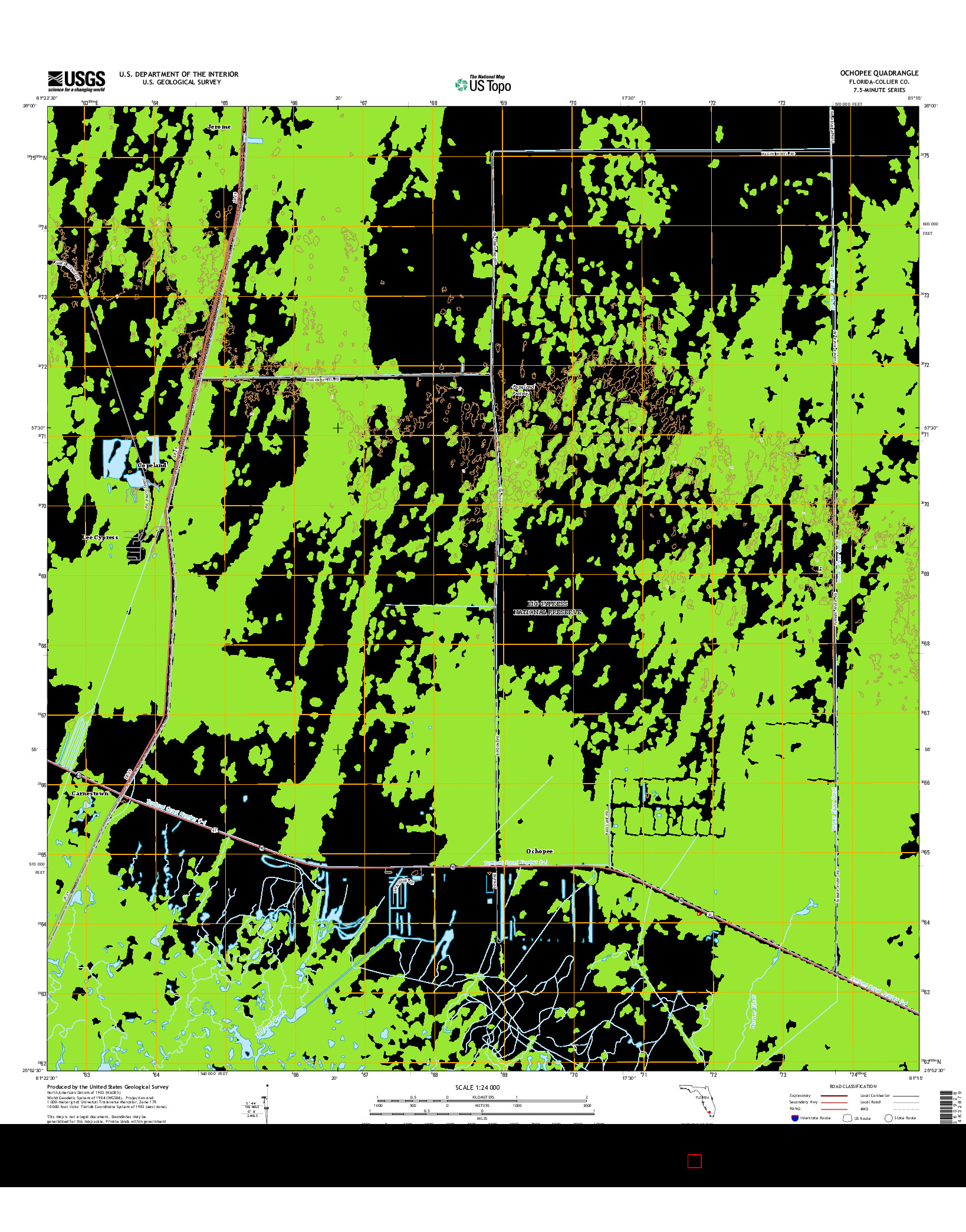 USGS US TOPO 7.5-MINUTE MAP FOR OCHOPEE, FL 2015