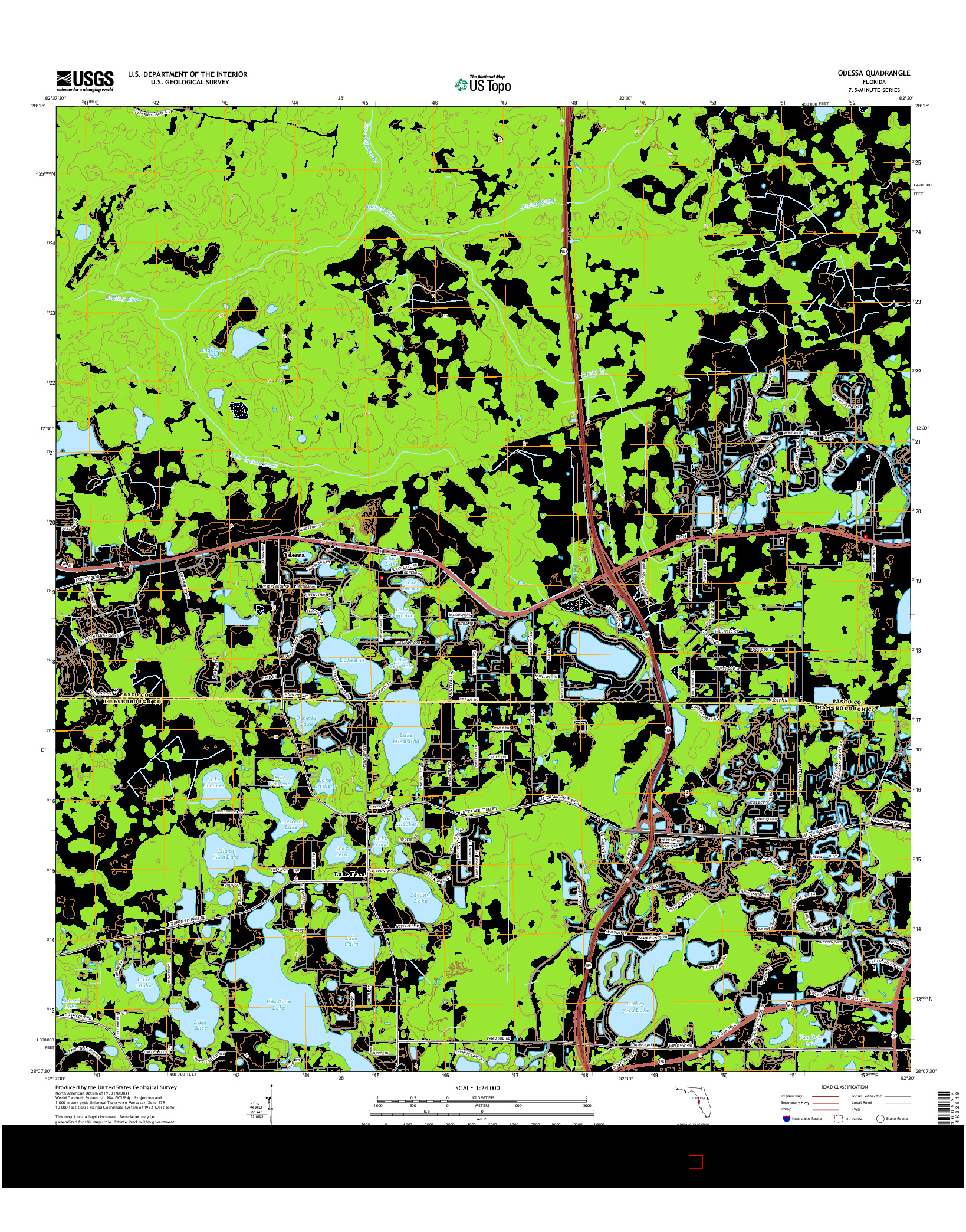 USGS US TOPO 7.5-MINUTE MAP FOR ODESSA, FL 2015