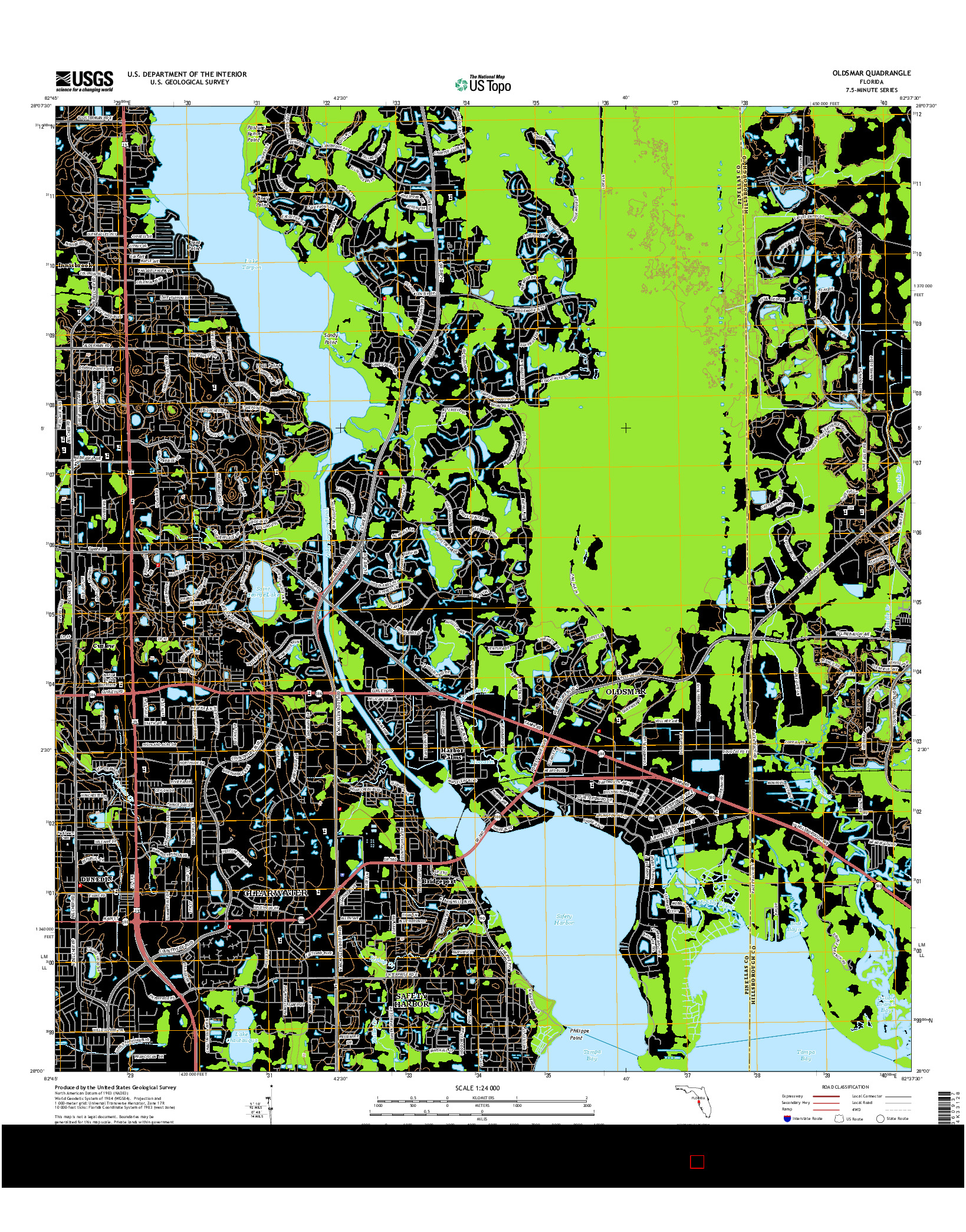 USGS US TOPO 7.5-MINUTE MAP FOR OLDSMAR, FL 2015